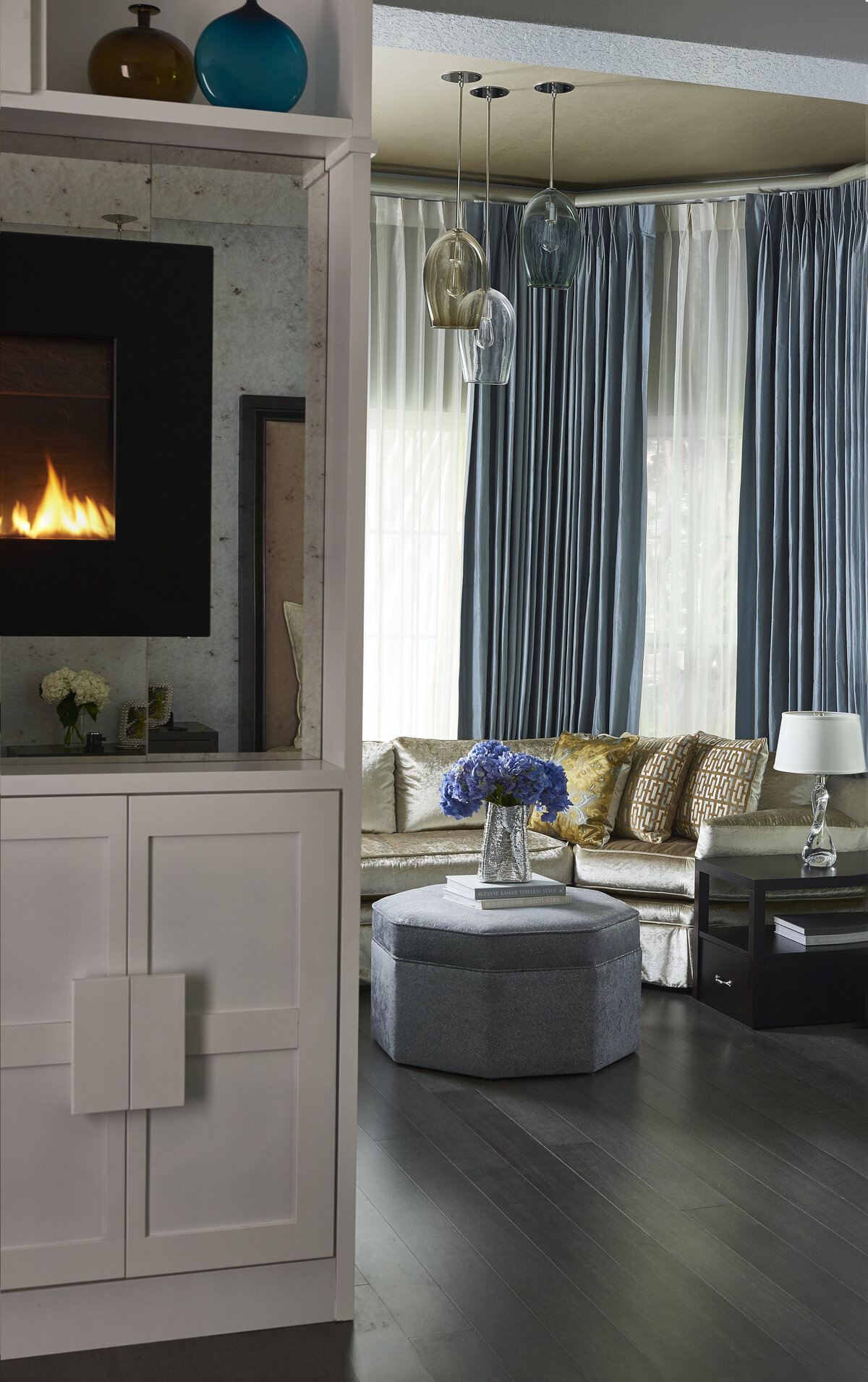 White Master Wall Cabinet with Fireplace