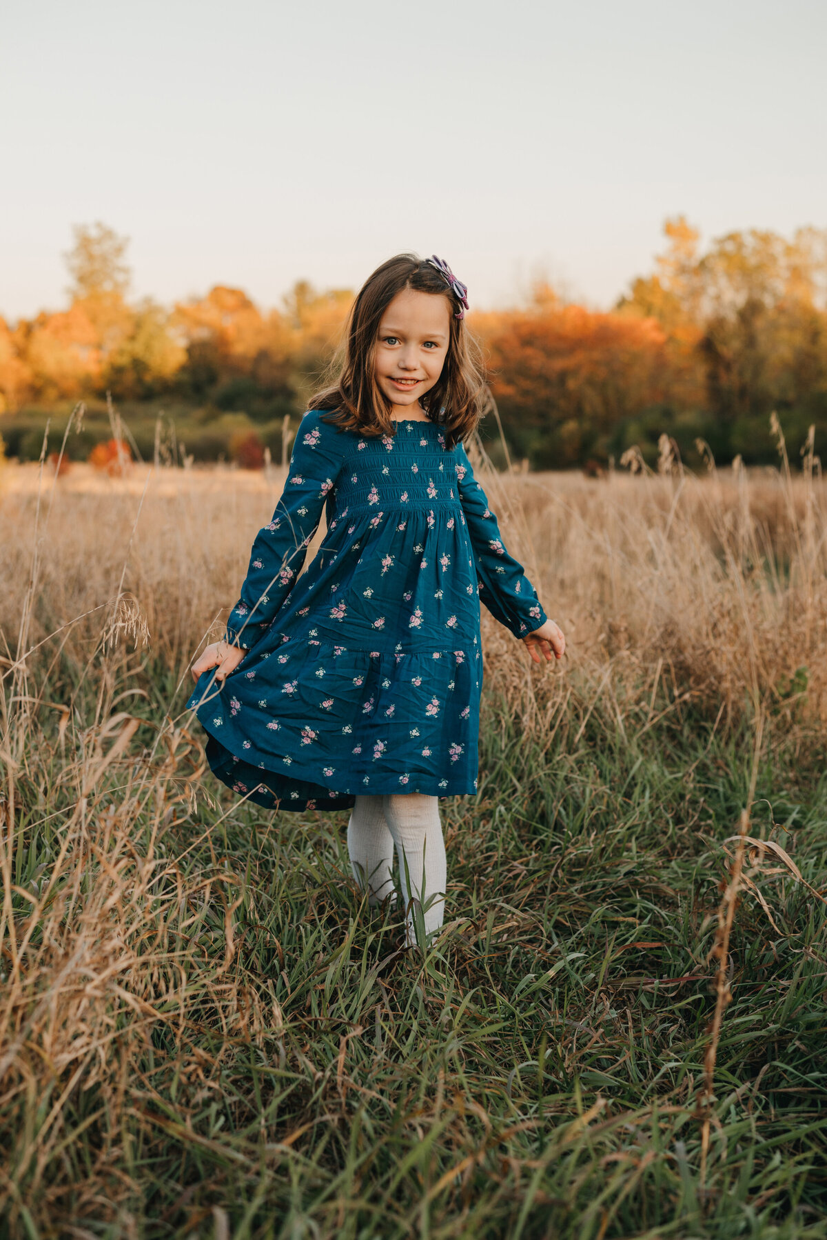 girl-blue-dress-fall-foliage-field