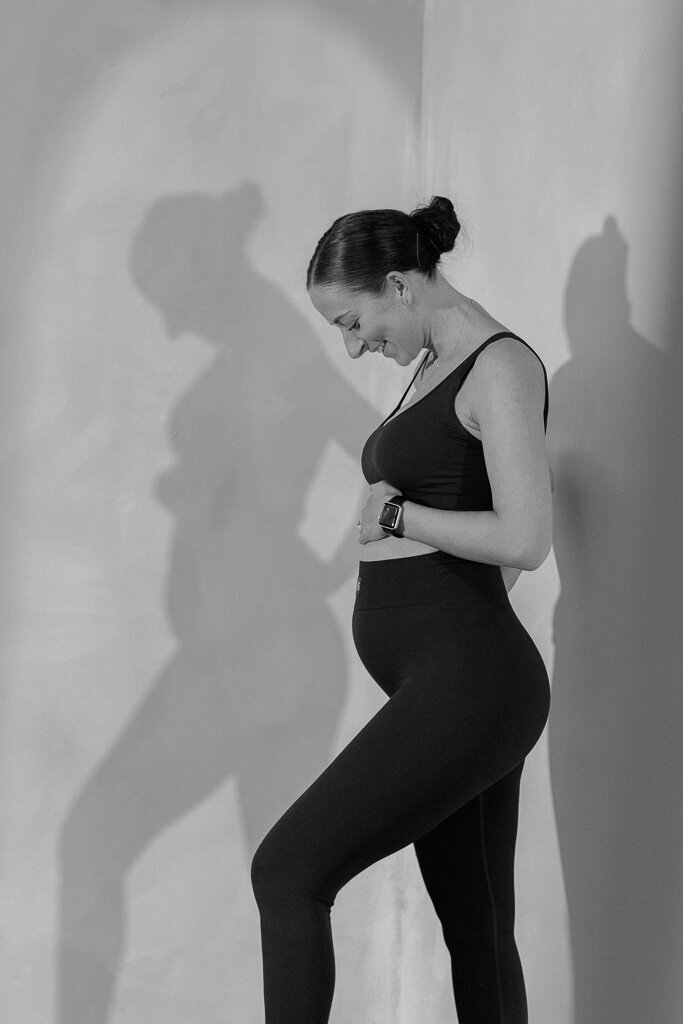 Editorial maternity portrait for House of Sculpt brand owner in Manchester