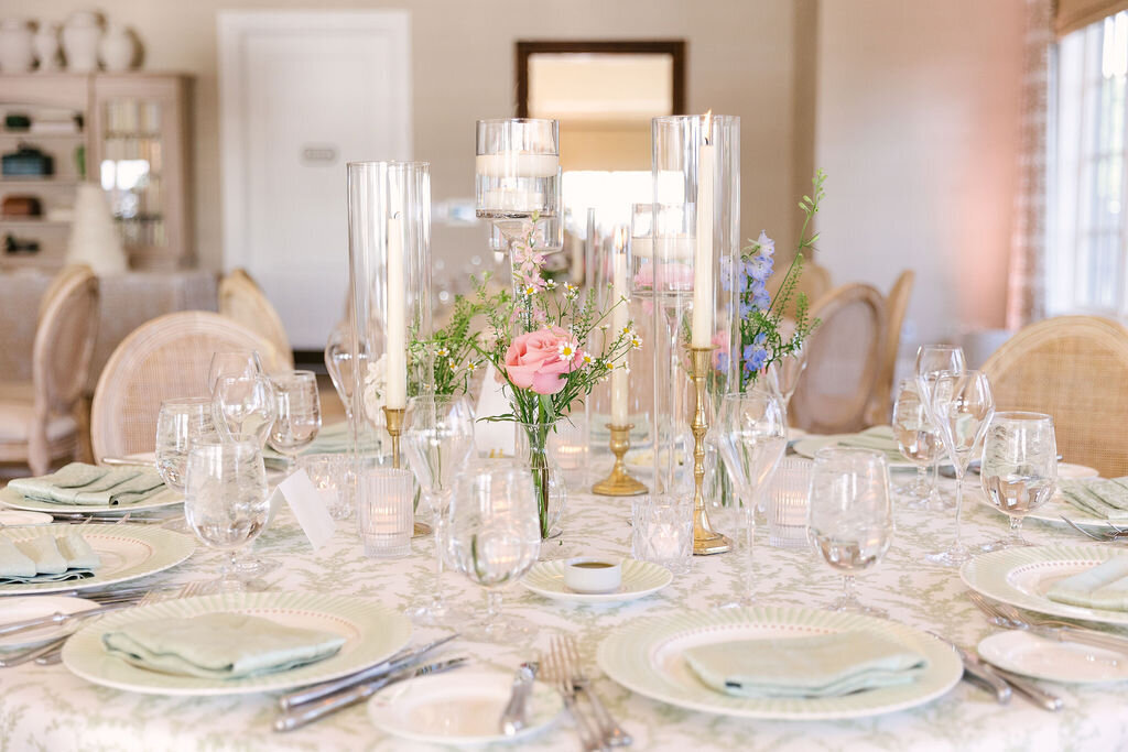 pattern textural linen greenery gold glass pastel colors