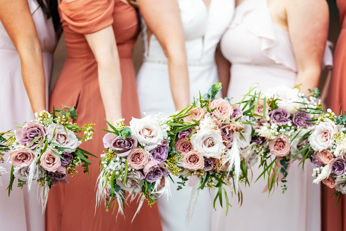 Detail of bride and bridesmaids bouquets Charleston Wedding Photographer