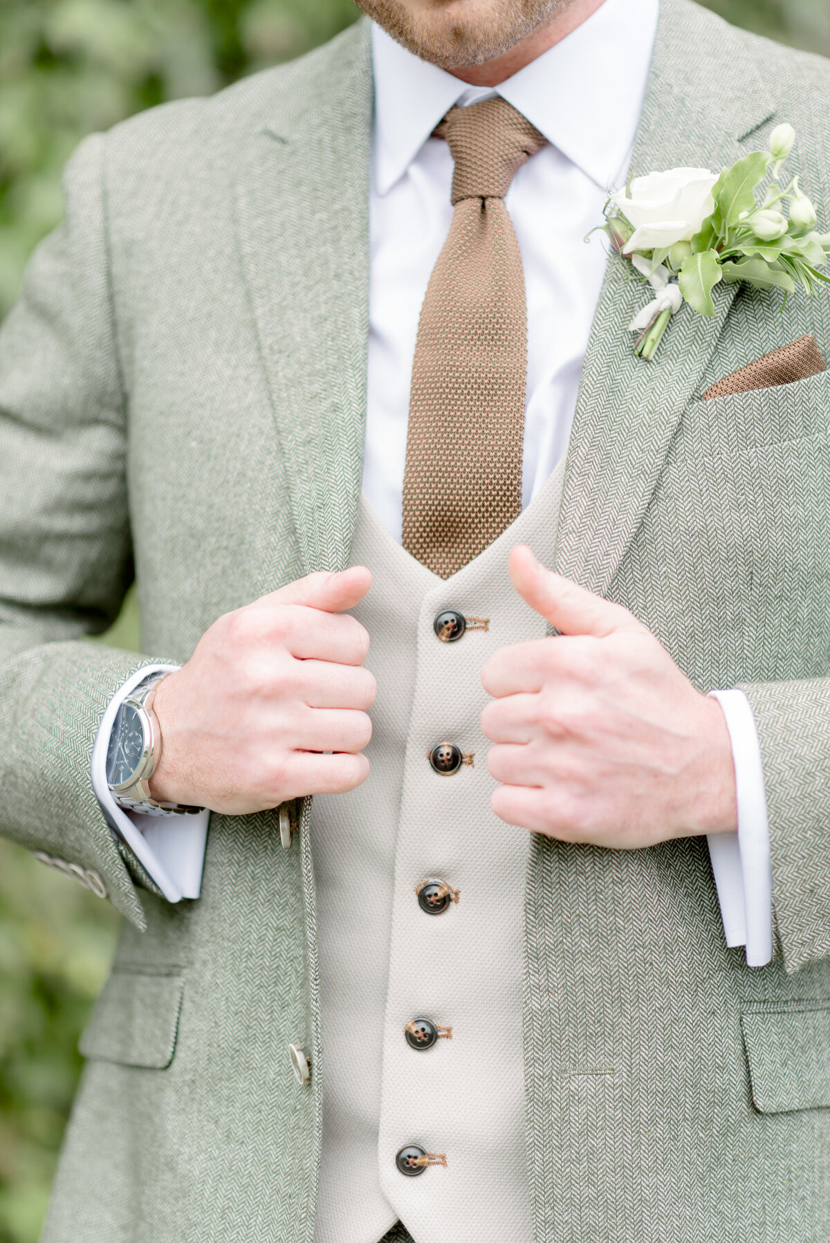 Cromlix House suit by Squires Outfitters for summer wedding in Cromlix House Scotland 2024.