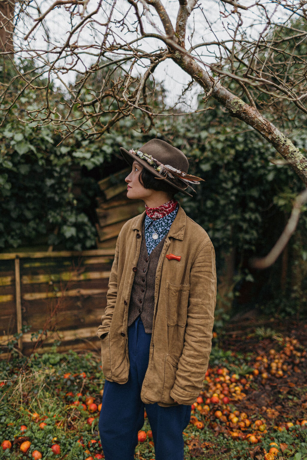 Portrait of Artist Rachel Snowdon in her garden at home