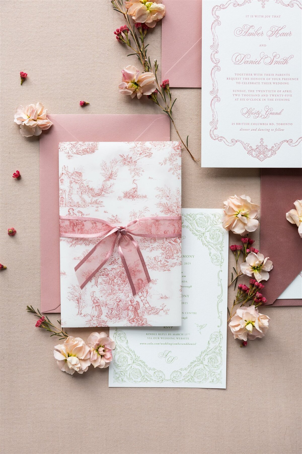 G Designers Letterpress Blush Wedding Invitation 5