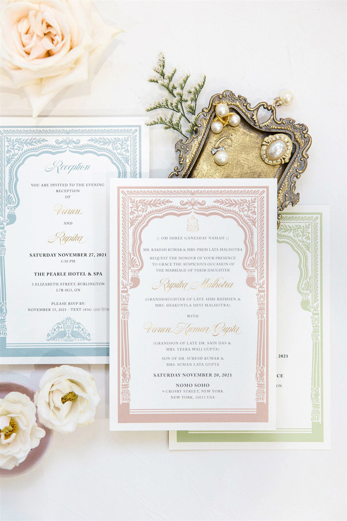 Ornate border Classical Hindu wedding invitation 3