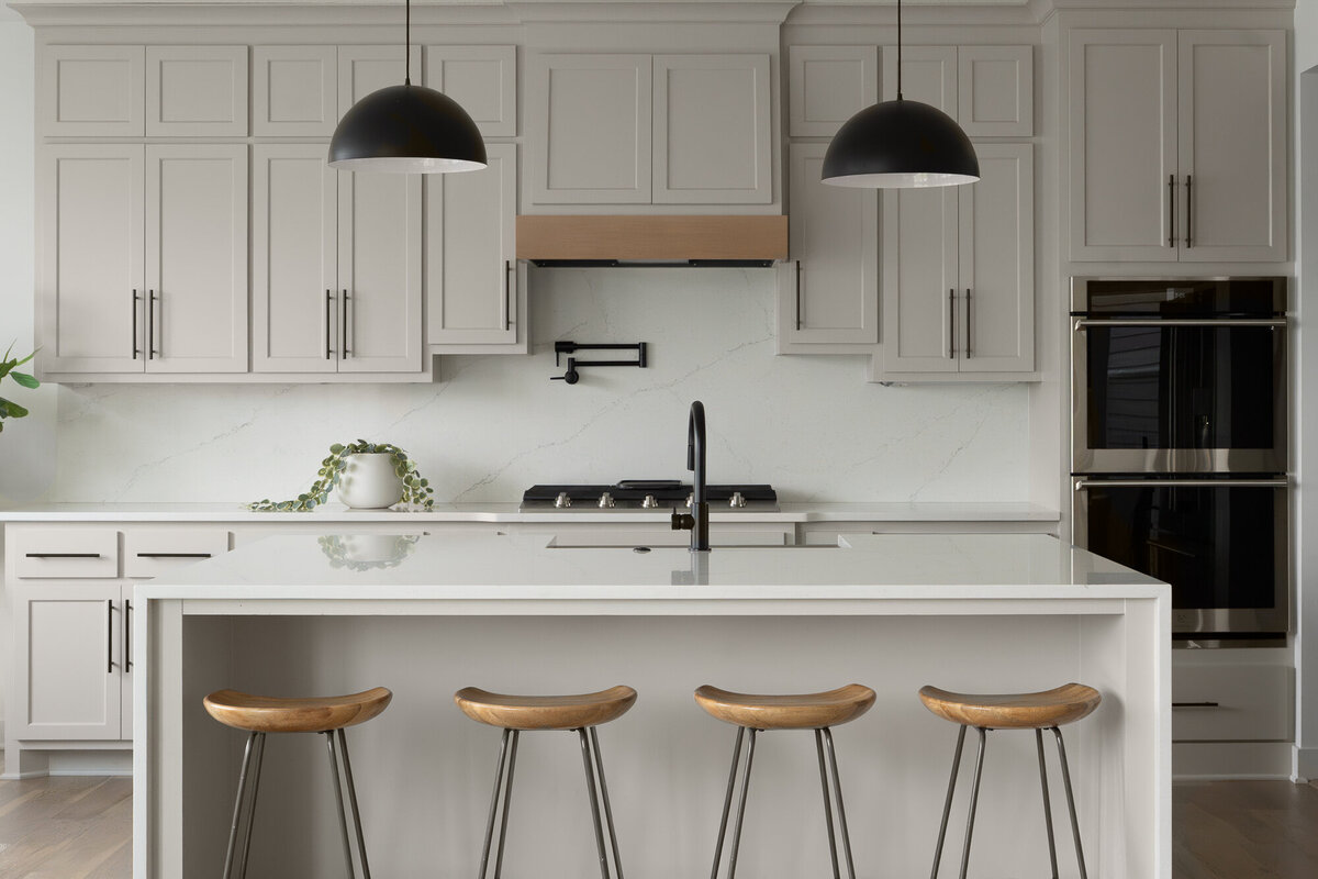 modern barstools at large kitchen island