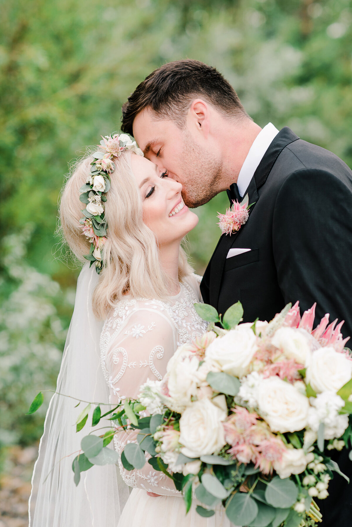 Gorgeous yet simple bridal hair and makeup by Bellamore Beauty, feminine Calgary hair and makeup artist, featured on the Brontë Bride Vendor Guide.
