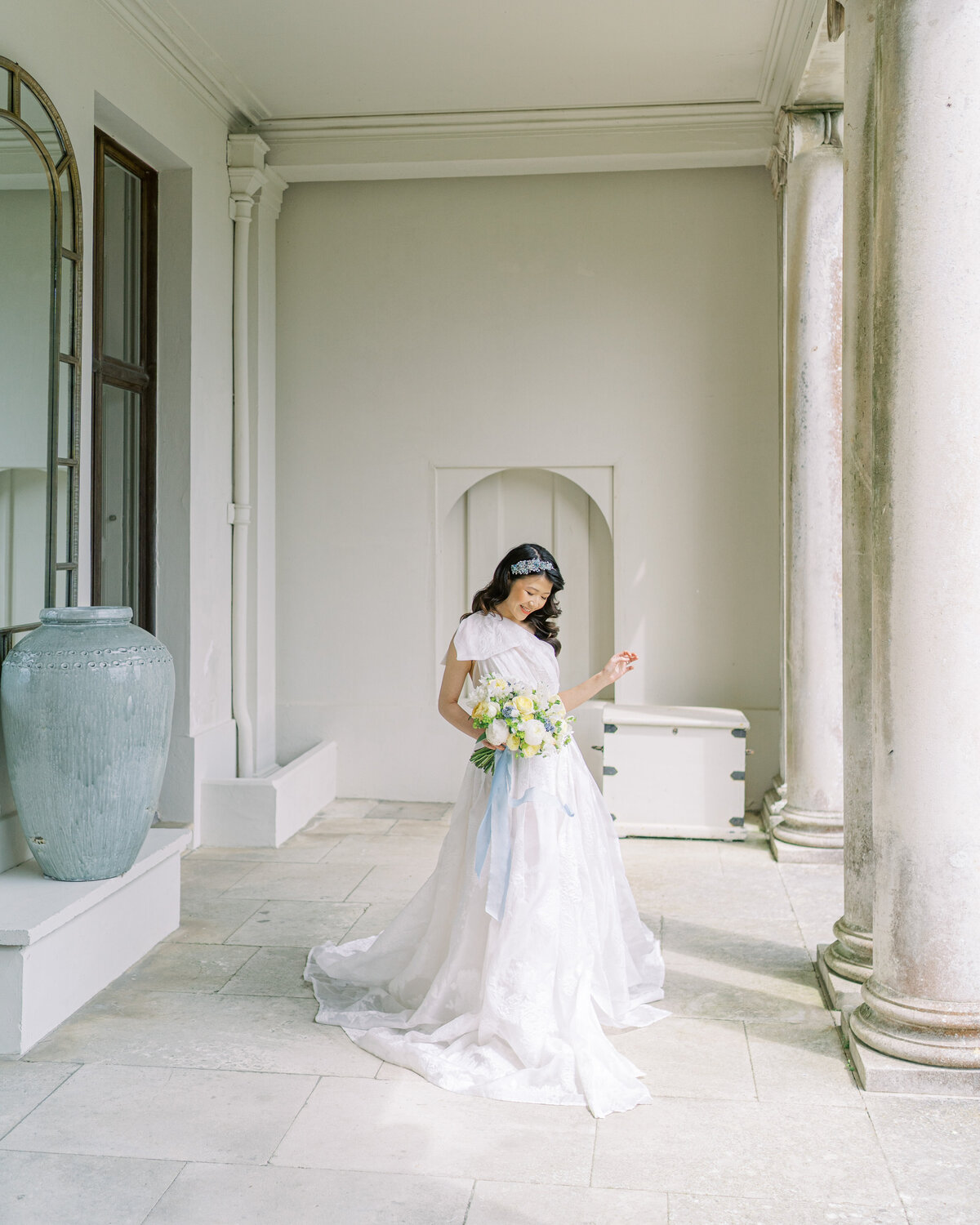 Bride wearing Mara Marie wedding dress at Somerley House wedding venue