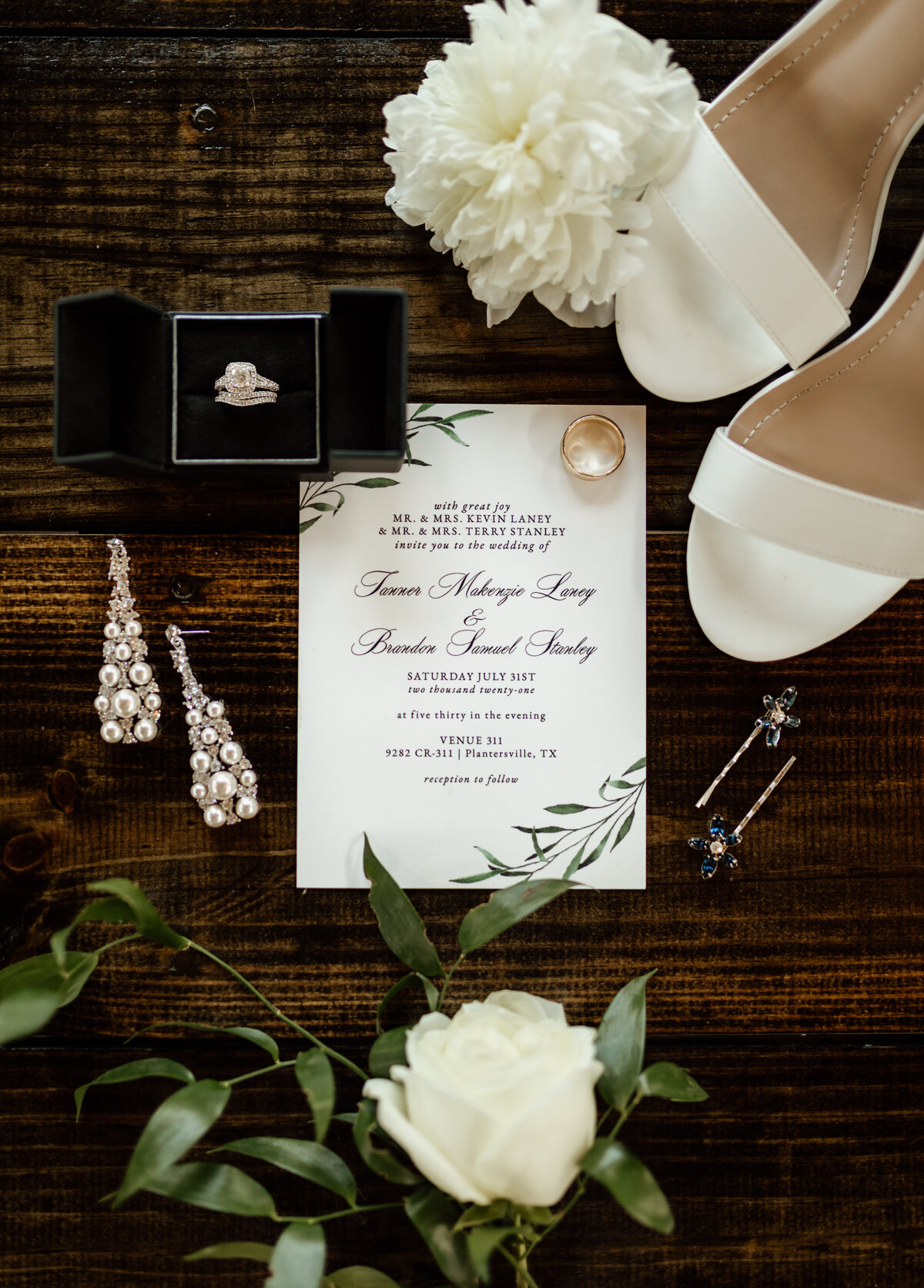 intimate wedding flatlay invitation details