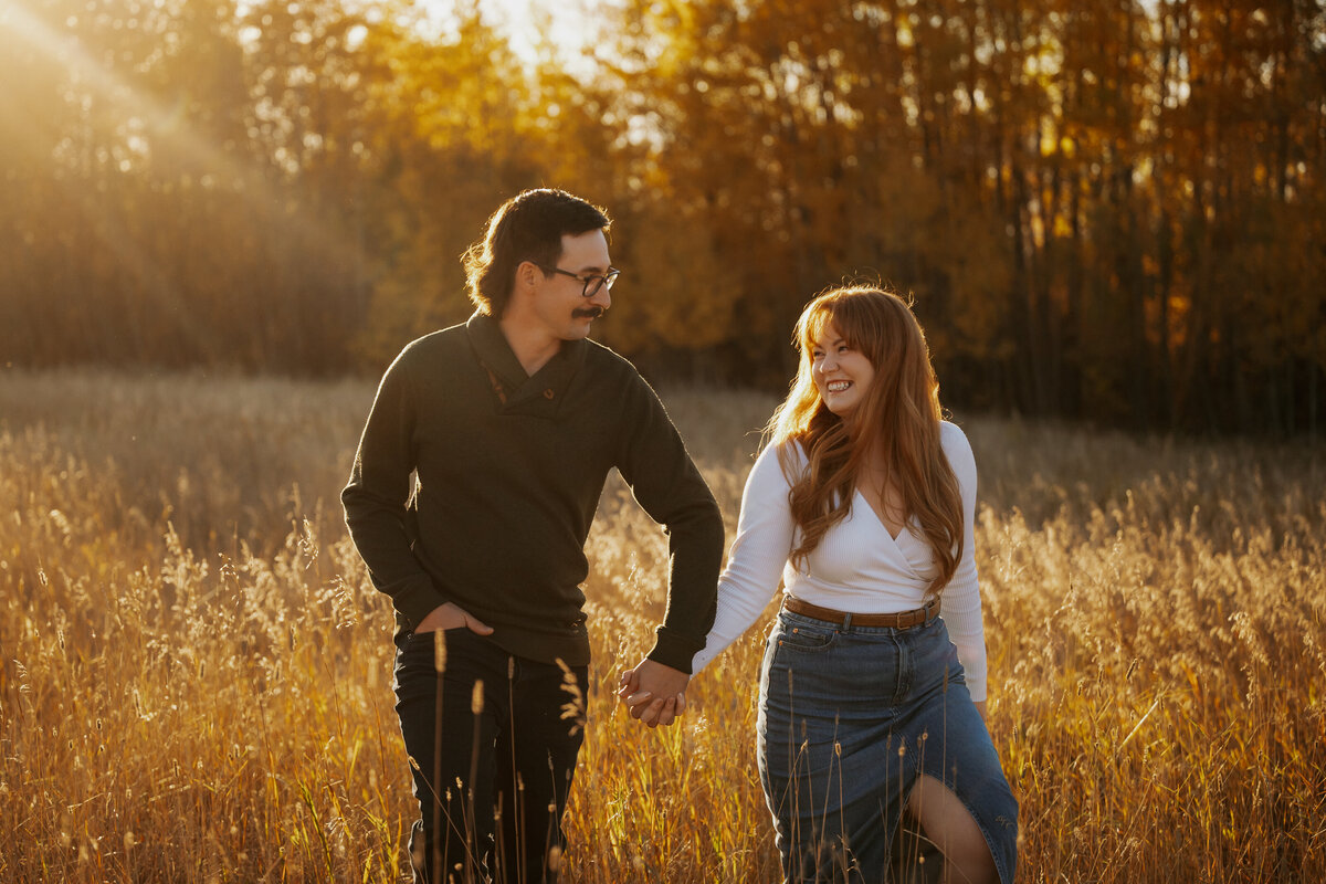 Fall engagement photograph taken by Edmonton Photographer