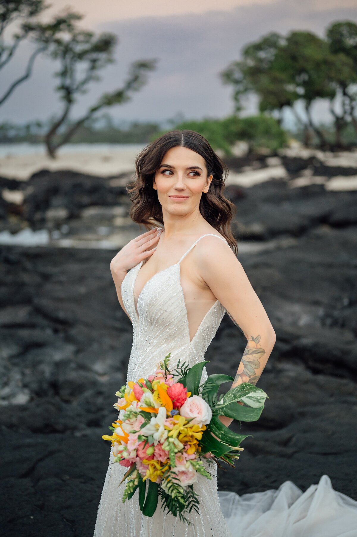 beautiful bride in Hawaii wedding