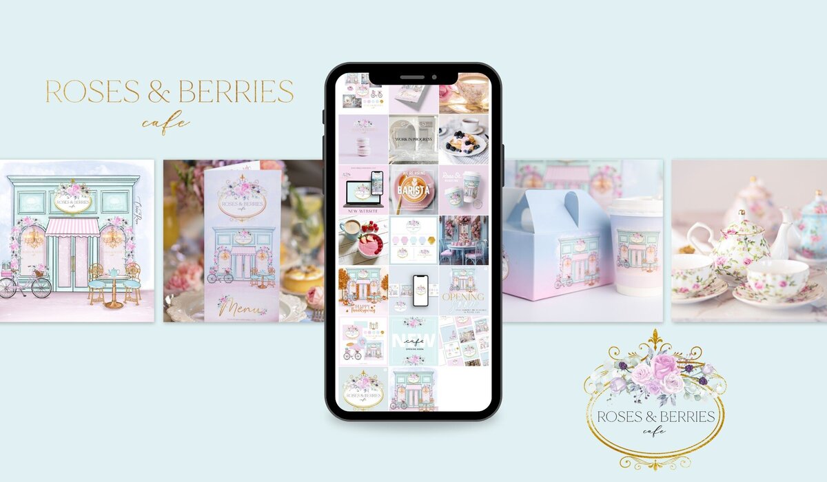 brand design for a pastel coffee shop13