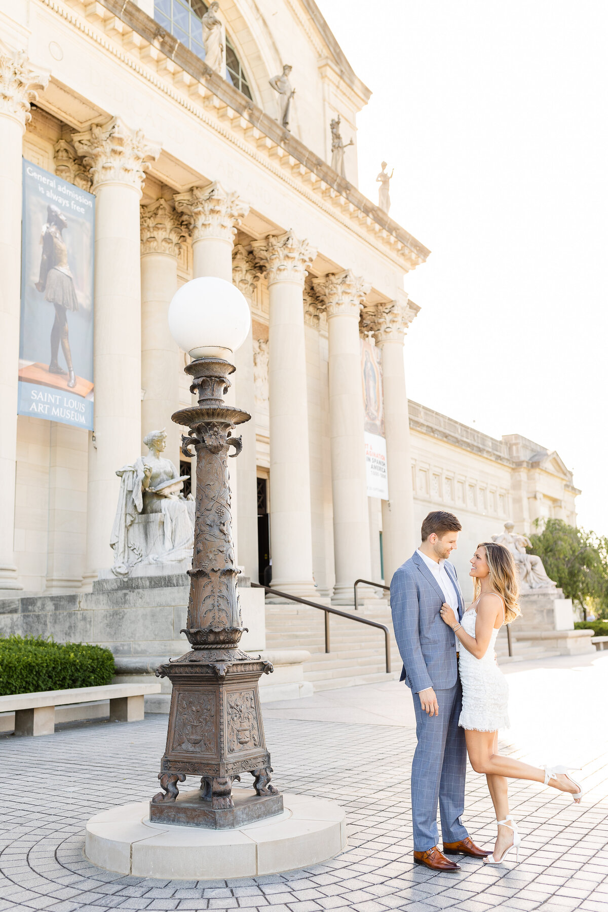 Engagement photos at the st. Louis Art Museum in St. Louis Missouri