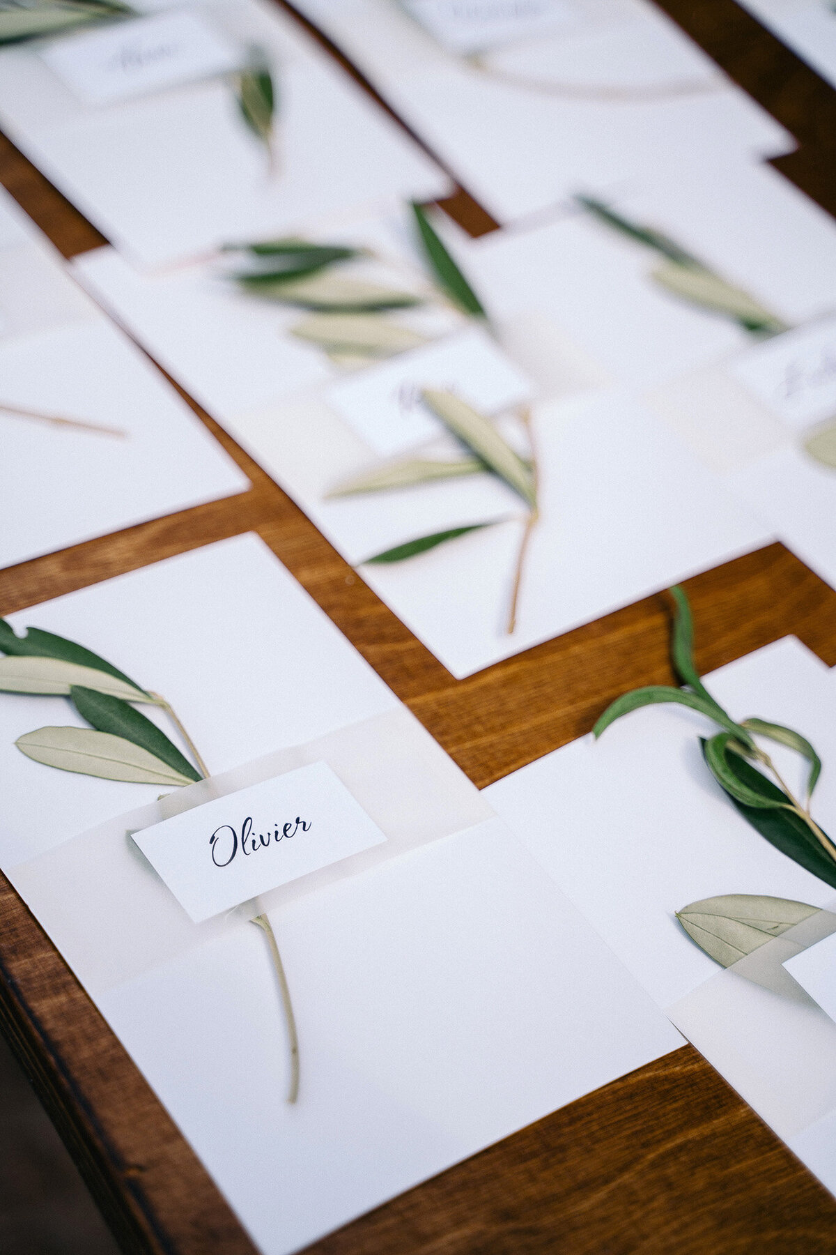 Luxury Tuscan mountain wedding invitation suite in white styled with pink olive branches.