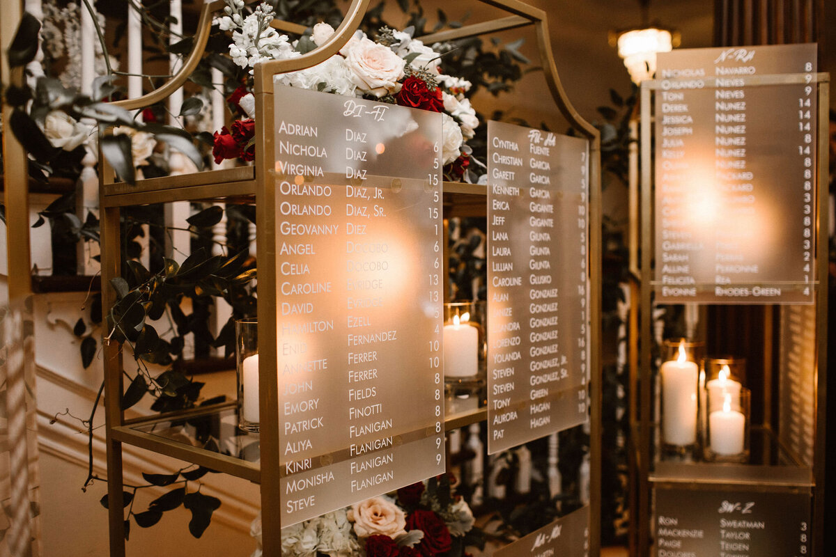 15 - Orlo House Wedding Seating Chart - Tampa Bay Wedding Planner