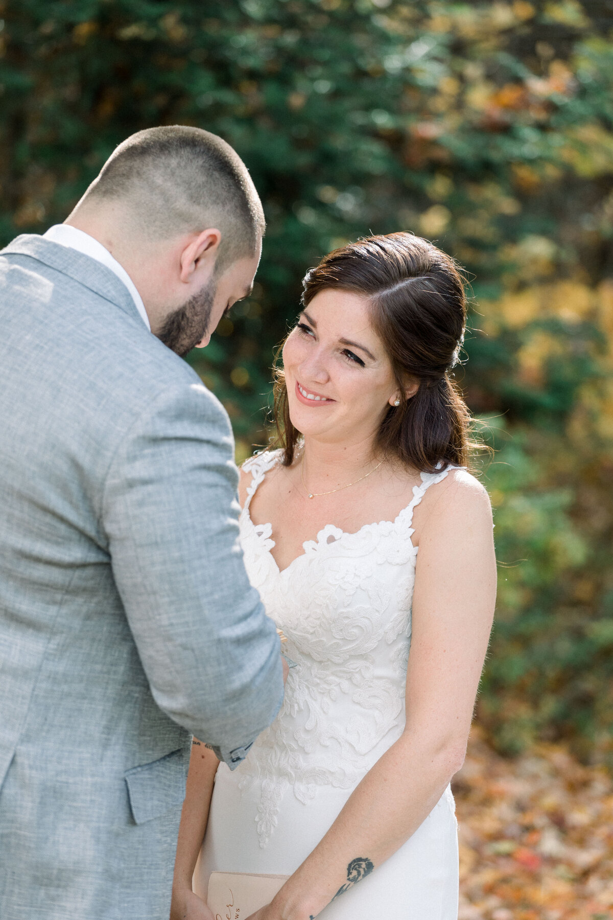 bride and groom at Wedding in Franconia New Hampshire