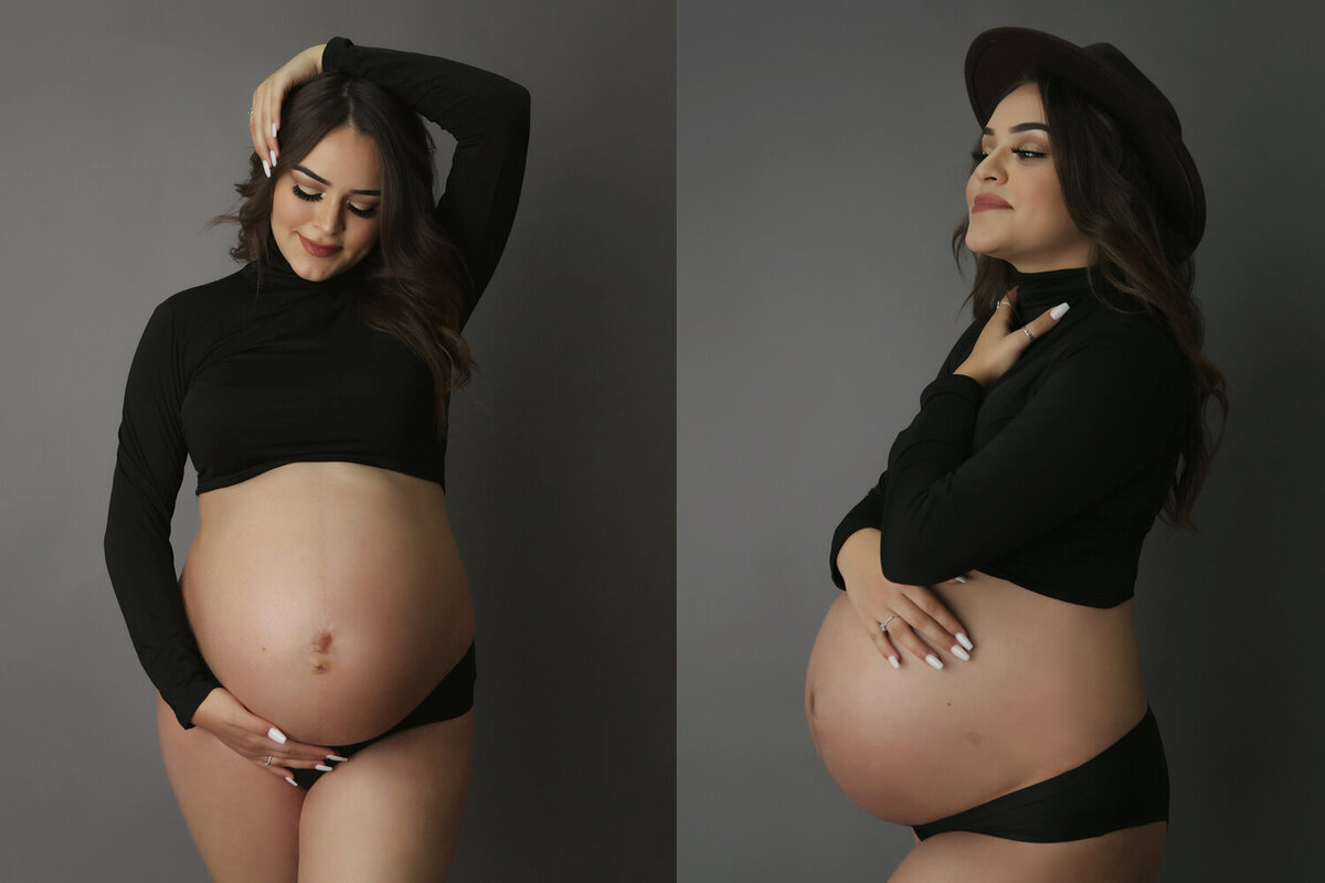 pregnancy black crop turtle neck