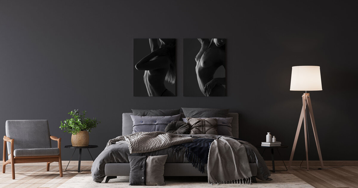 Captivating wall art display by Art of You Boudoir, showcasing the allure of intimacy.