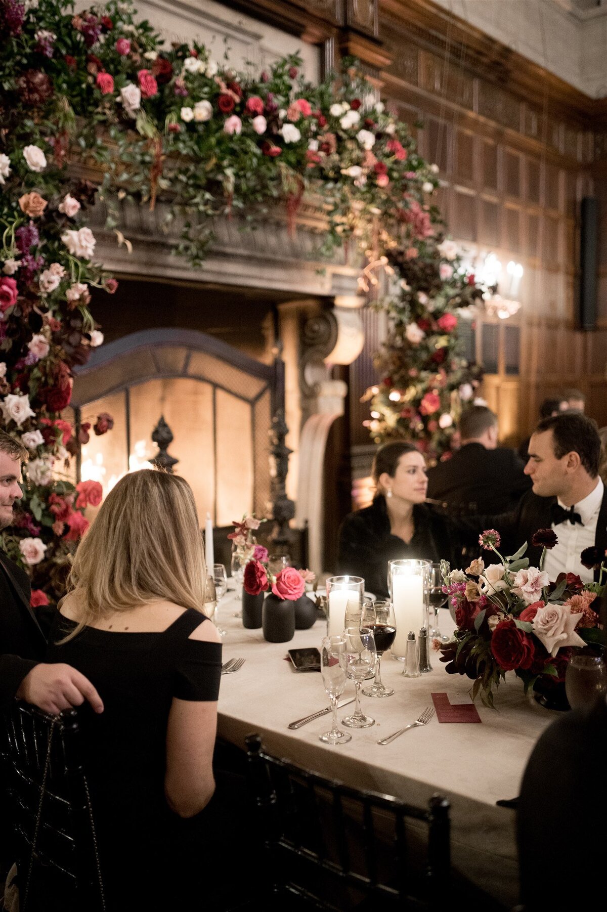 Kate-Murtaugh-Events-Harvard-Club-wedding-reception-dinner-fireplace