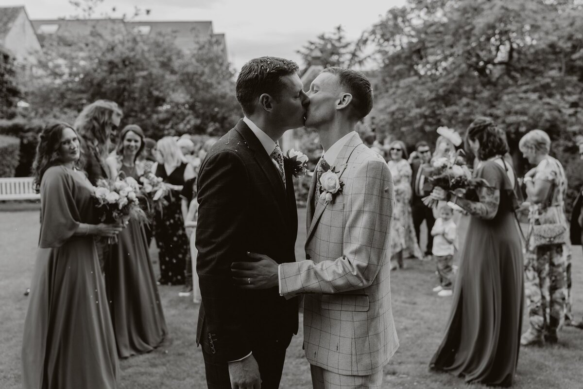 Confetti shot at a Burford wedding, with family and friends