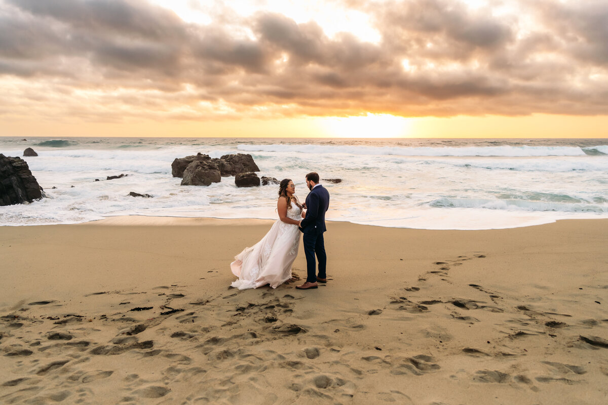coastal beach wedding photos during elopement