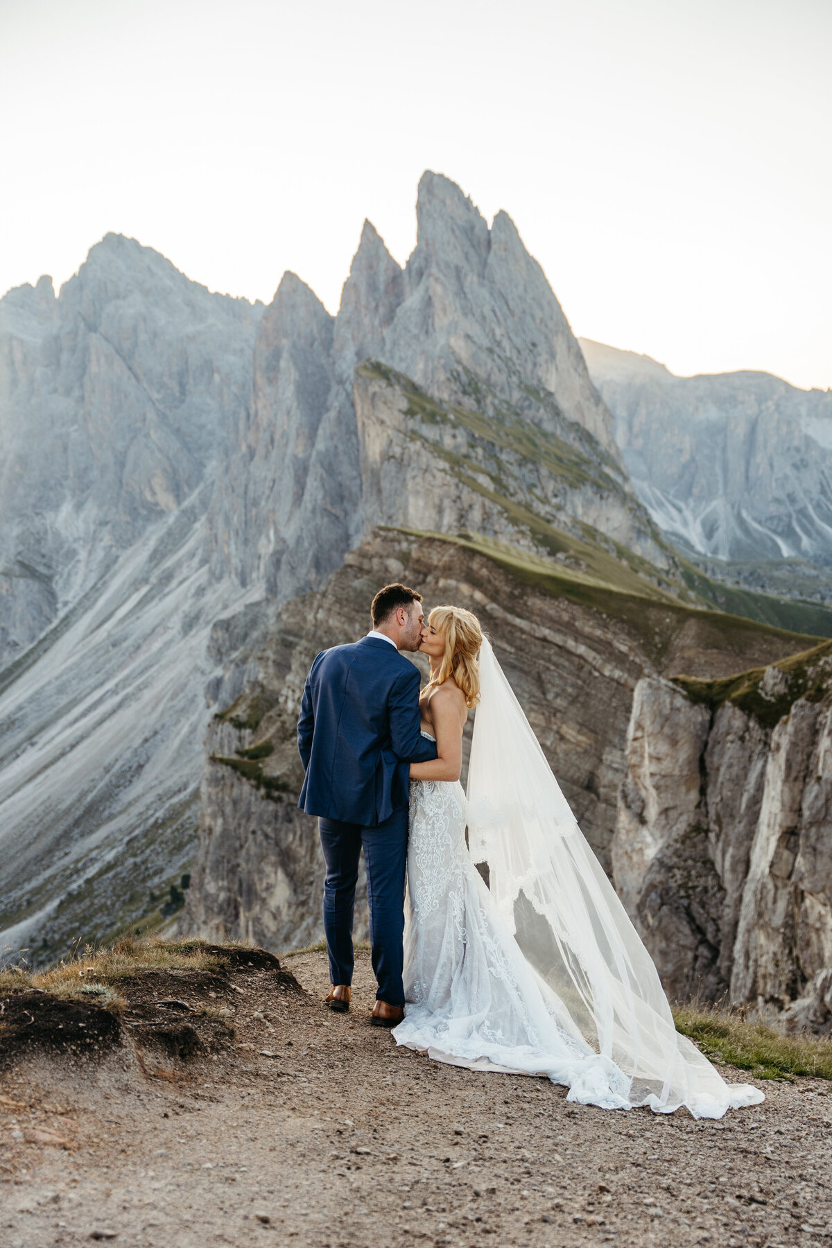 Romantic mountain wedding portraits at Seceda Italy