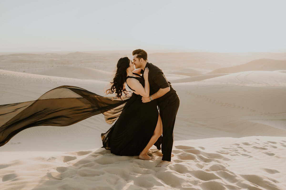 Temecula, California Wedding photographer Yescphotography Desert engagement photo with black dress