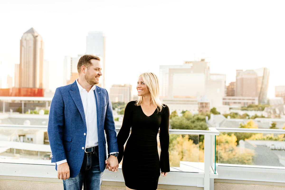 Eric & Megan - Downtown Dallas Rooftop Proposal & Engagement Session-95