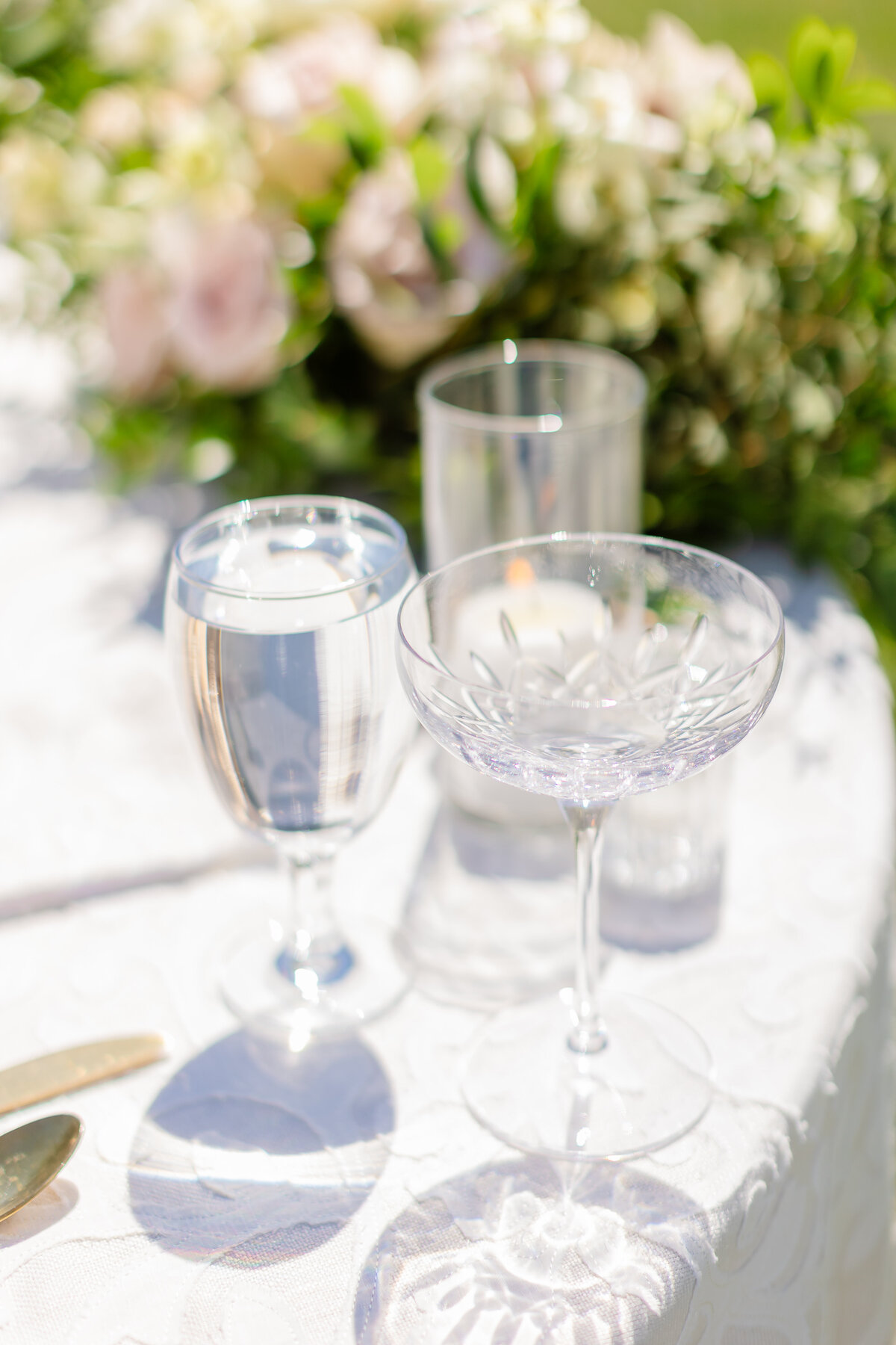 A glass cup filled with water 