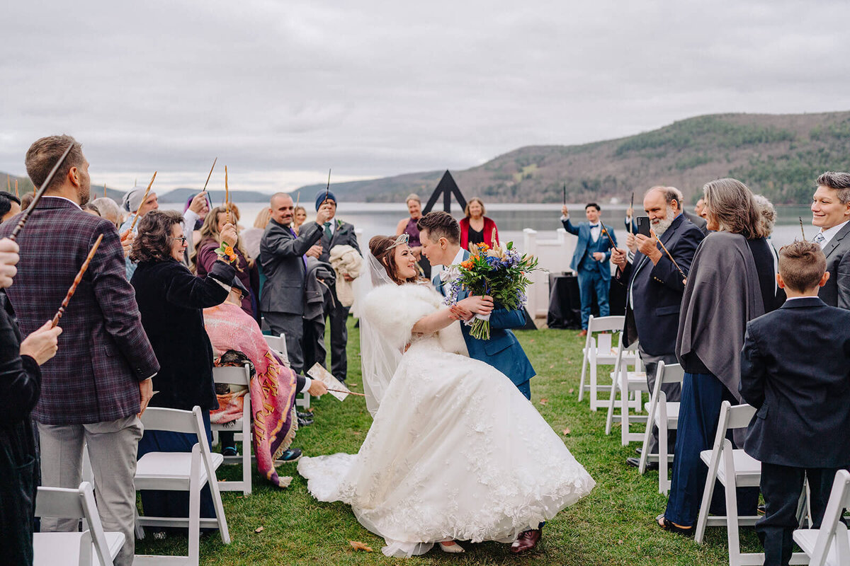 Wedding ceremony overlooking Otsego Lake at Otesaga Resort