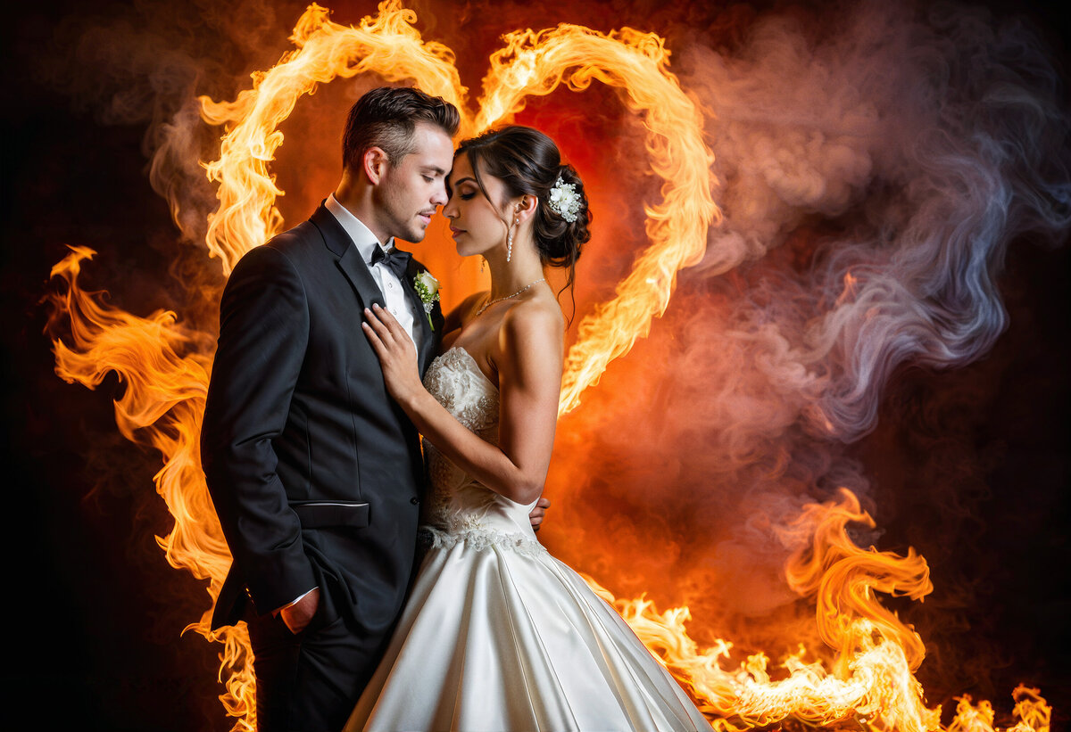 san-francisco-wedding-bride-and-groom-flames-heart