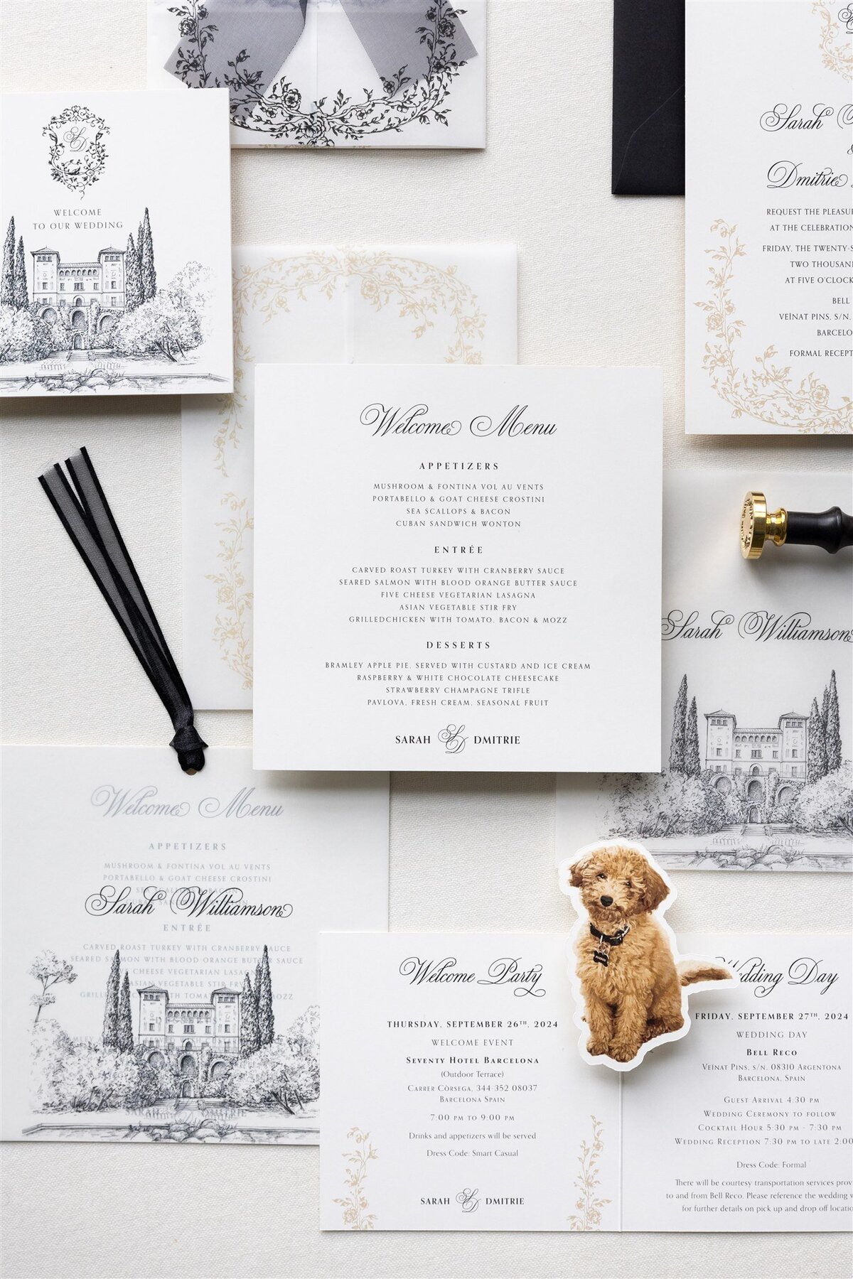 G Designers Black and white destination wedding invitations 5