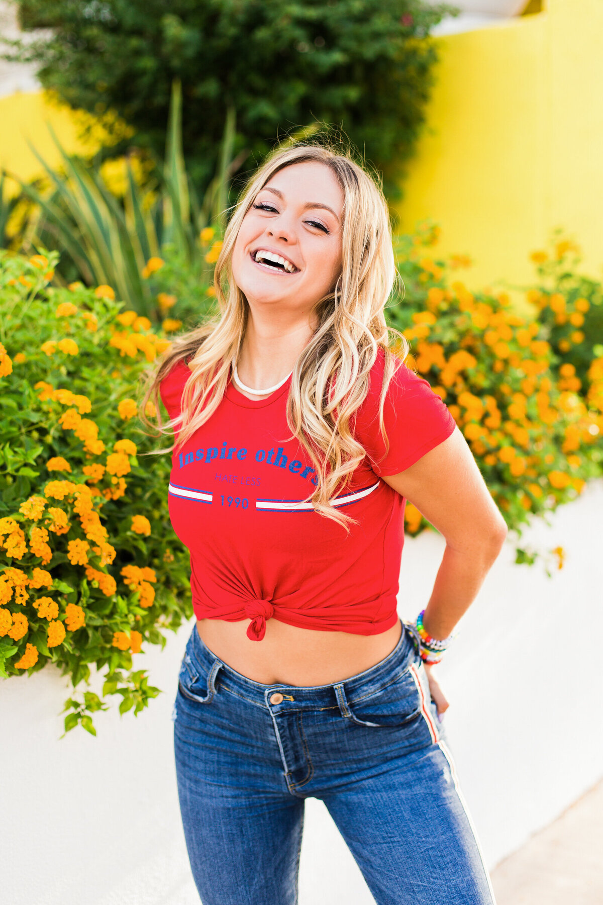 high school senior girl posing for Scottsdale senior photography session at the Saguaro Hotel