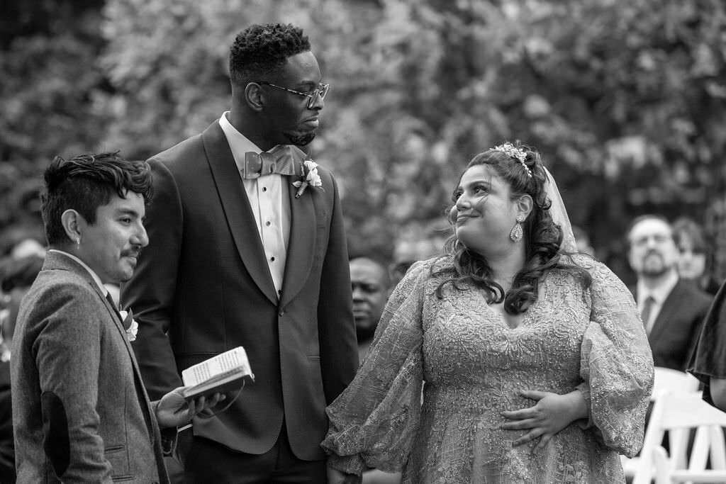 Alissa and Marcus’s intimate wedding at Cheney Mansion in Oak Park, IL, with fall-themed decor.