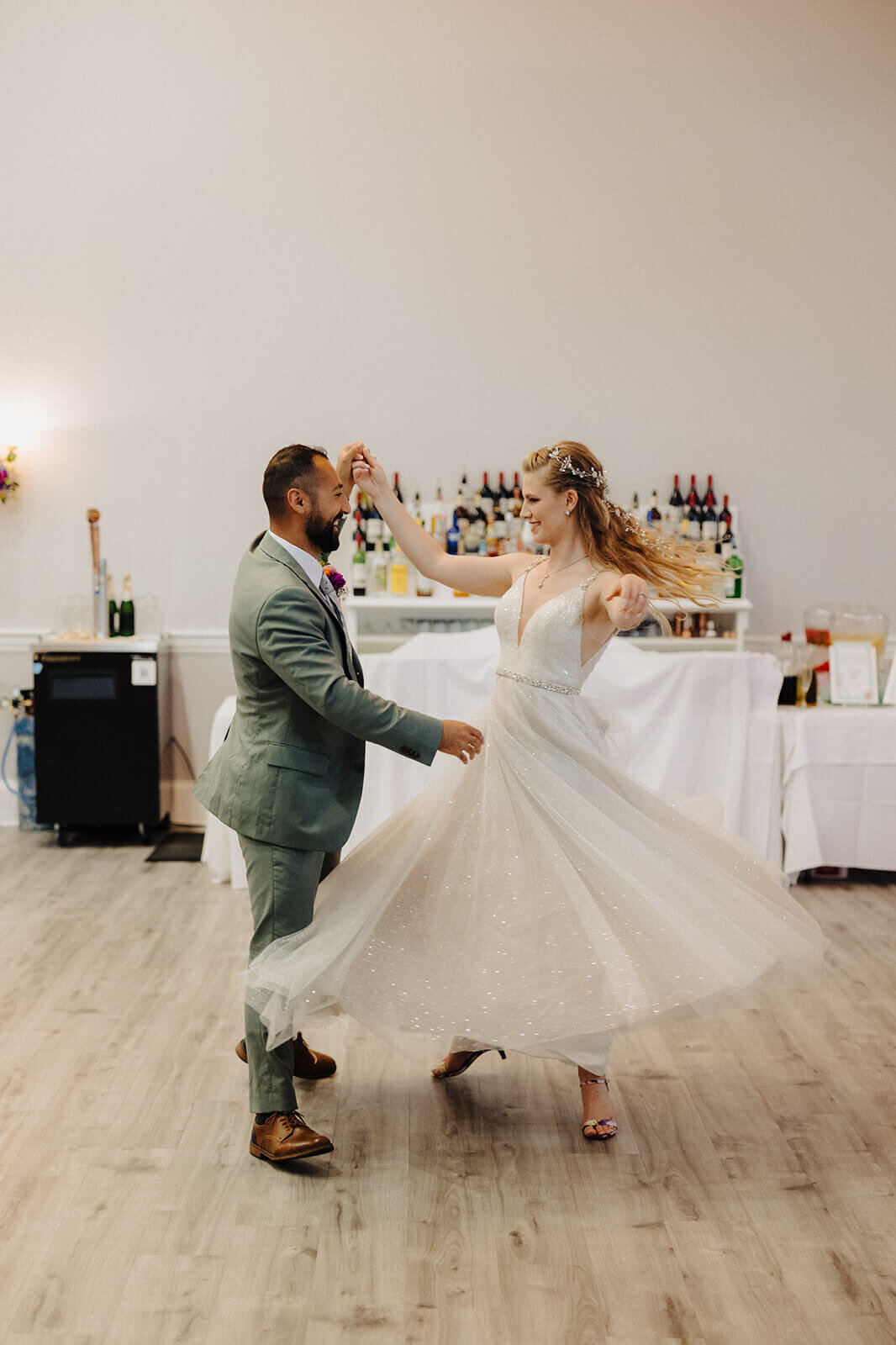 Bride and groom dancing at The Mansion at Keuka Lake, NY