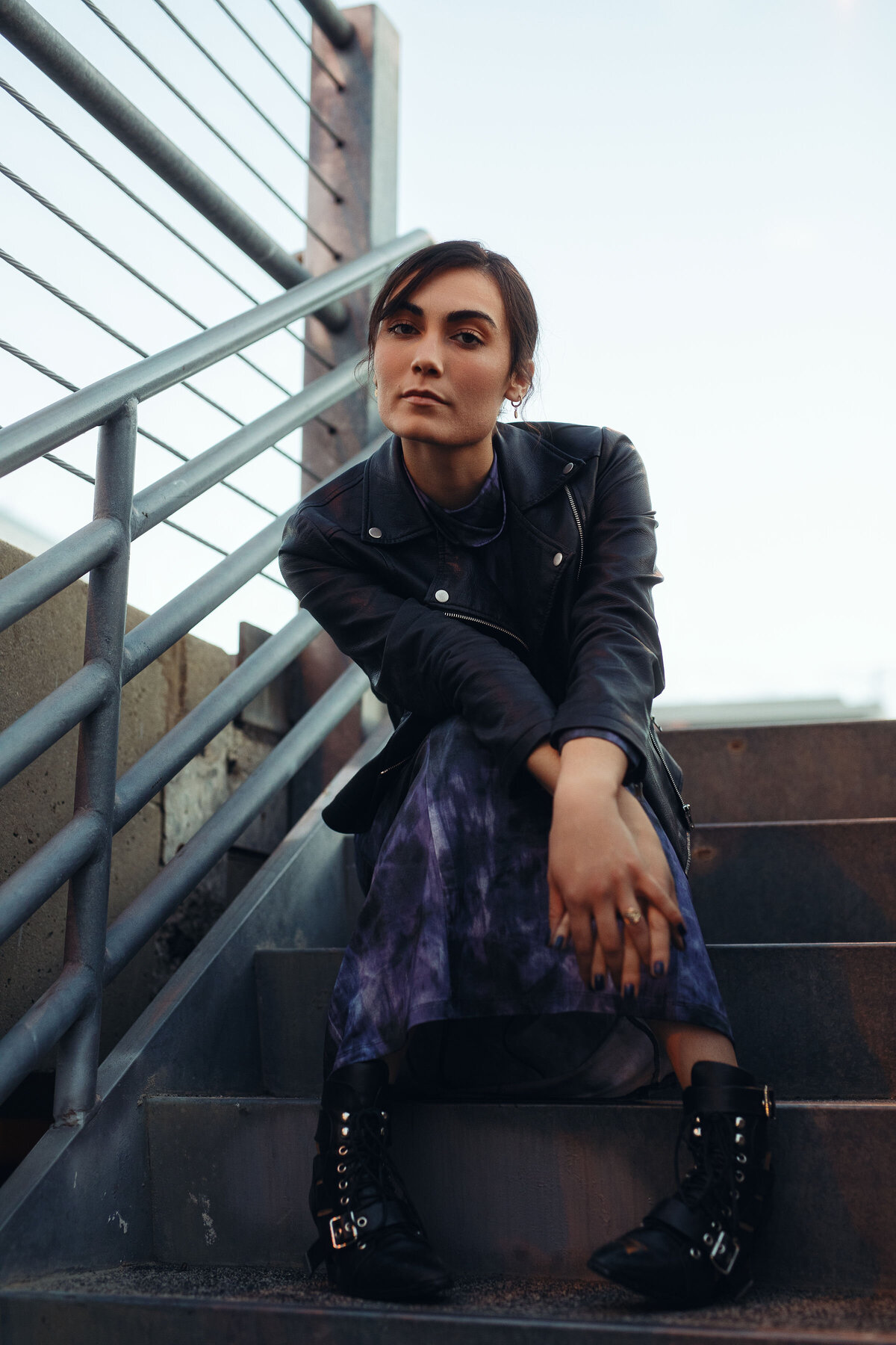 Portrait Photo Of Young Woman Wearing Black Jacket Los Angeles