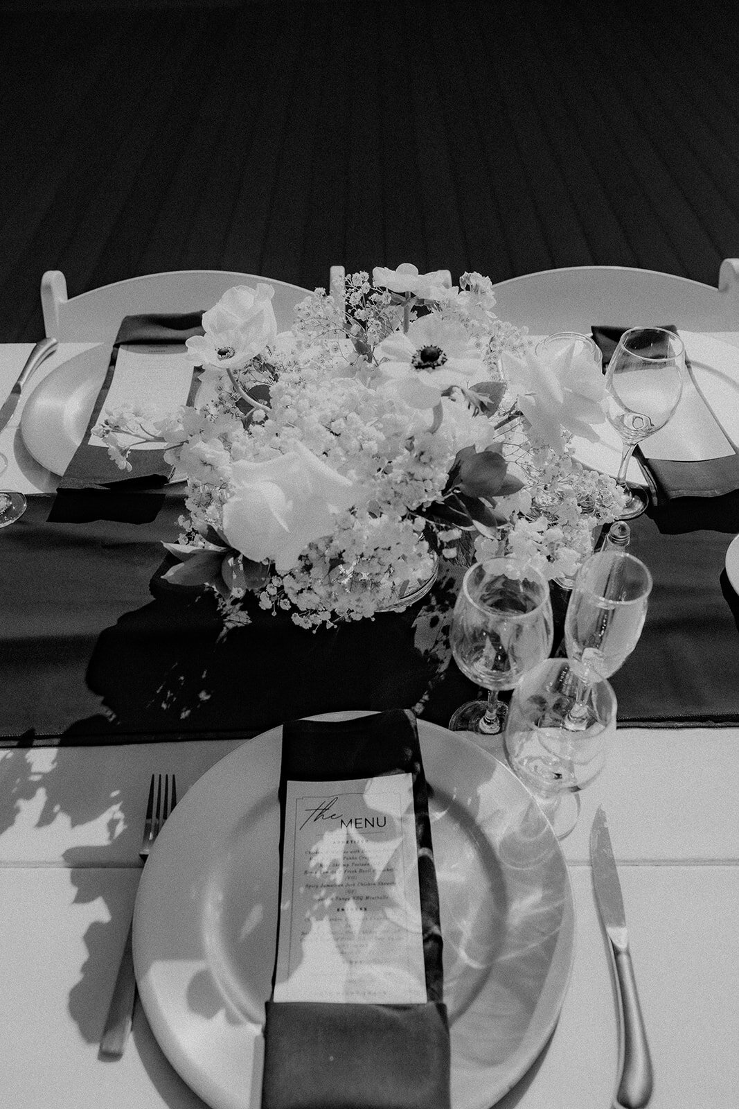 Close up of wedding table and centerpieces at San Diego wedding