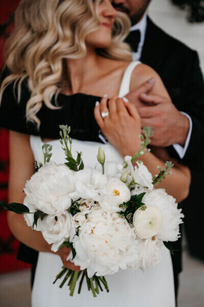 Bride and groom embracing to show planning a wedding in chicago