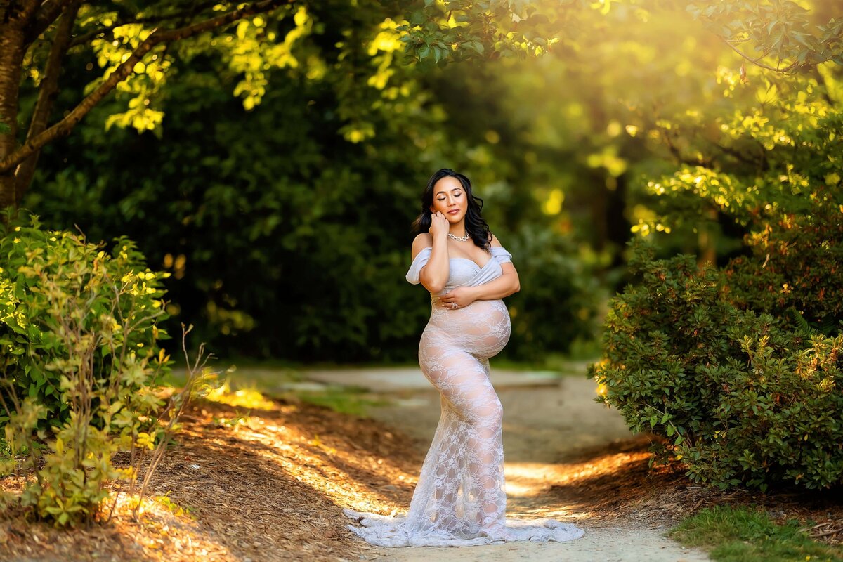 lace gray maternity gown