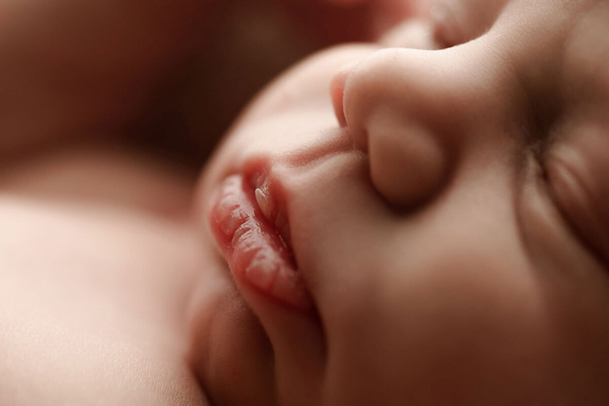 Close up newborn portrait fine details