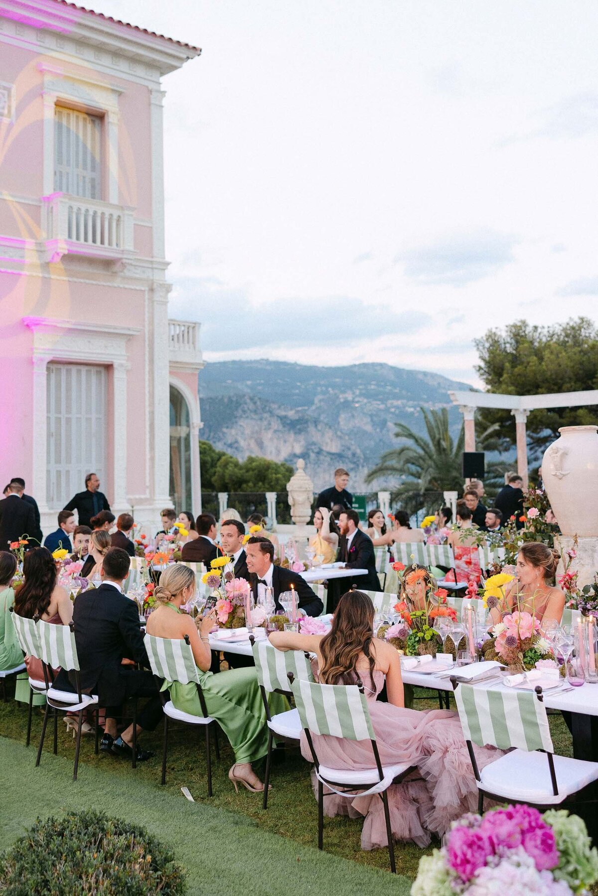 Generic shot of guests enjoying dinner at VIlla Ephrussi.