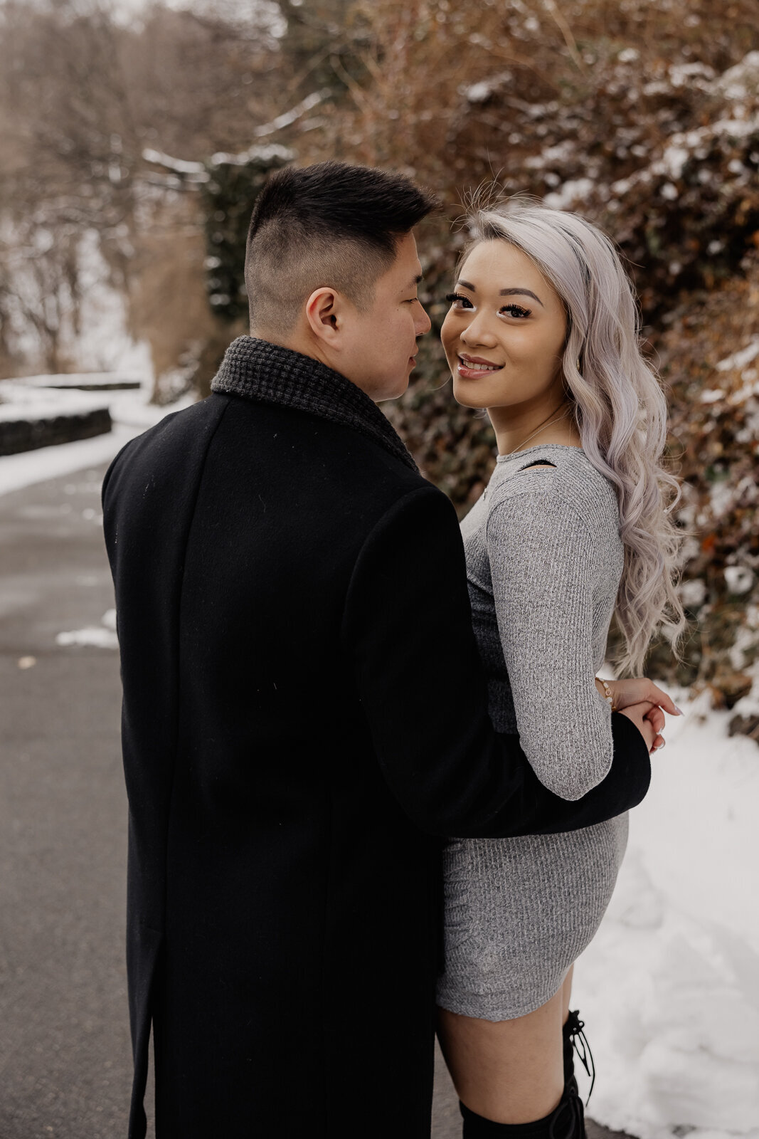 Engagement Photos in the snow at Fort Tryon Park NYC