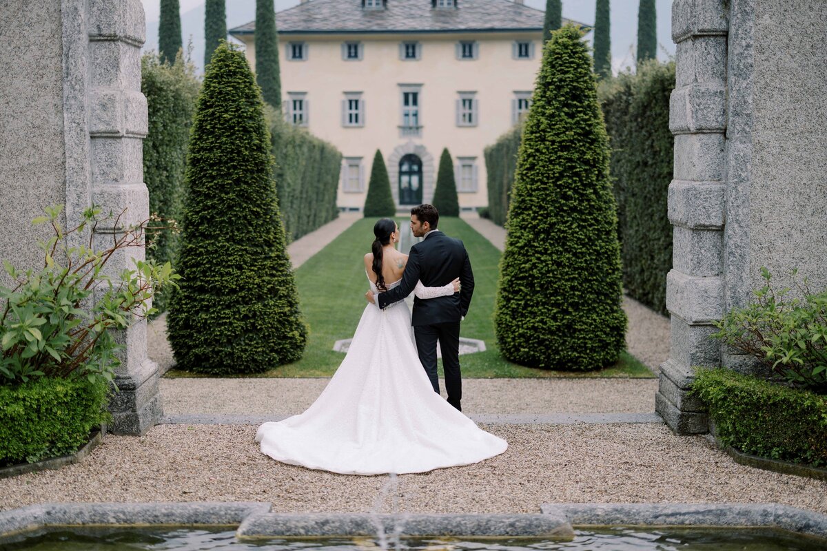 Destination wedding photos taken in Lake Como at Villa Balbiano, Italy.