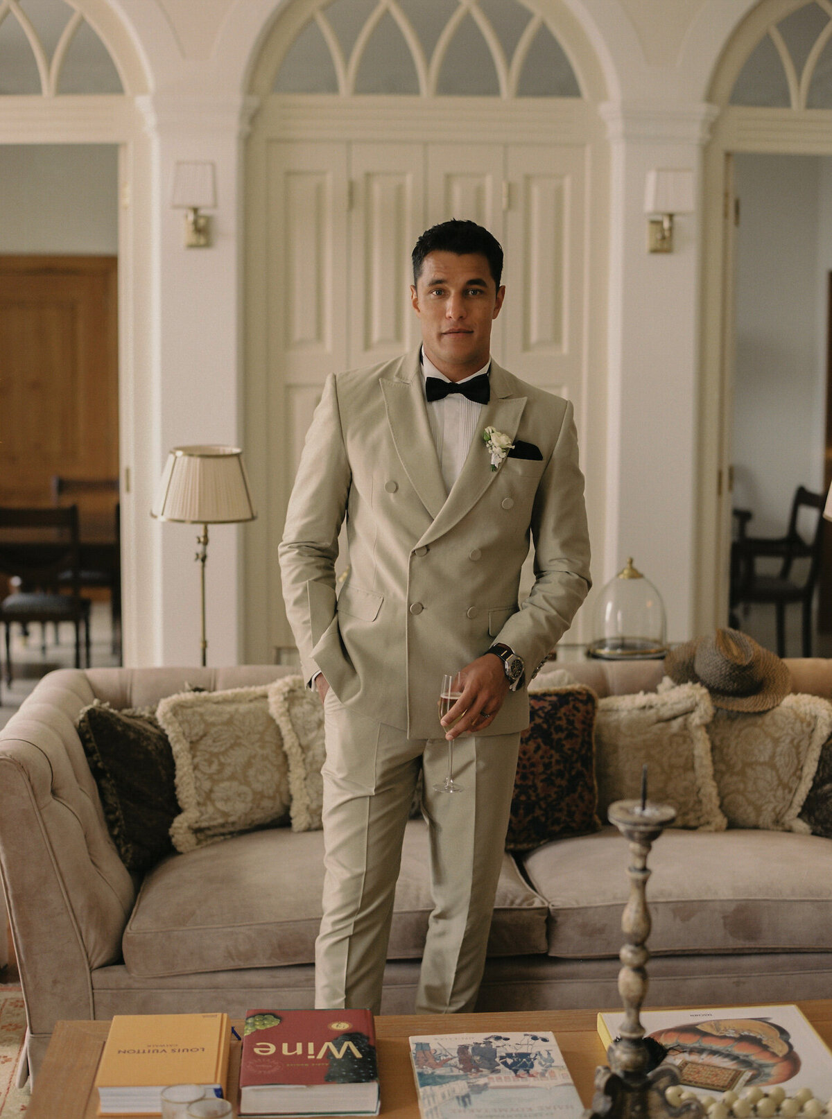 The groom nervously waiting to go to his Quinta da Bellavista destination Wedding ceremony