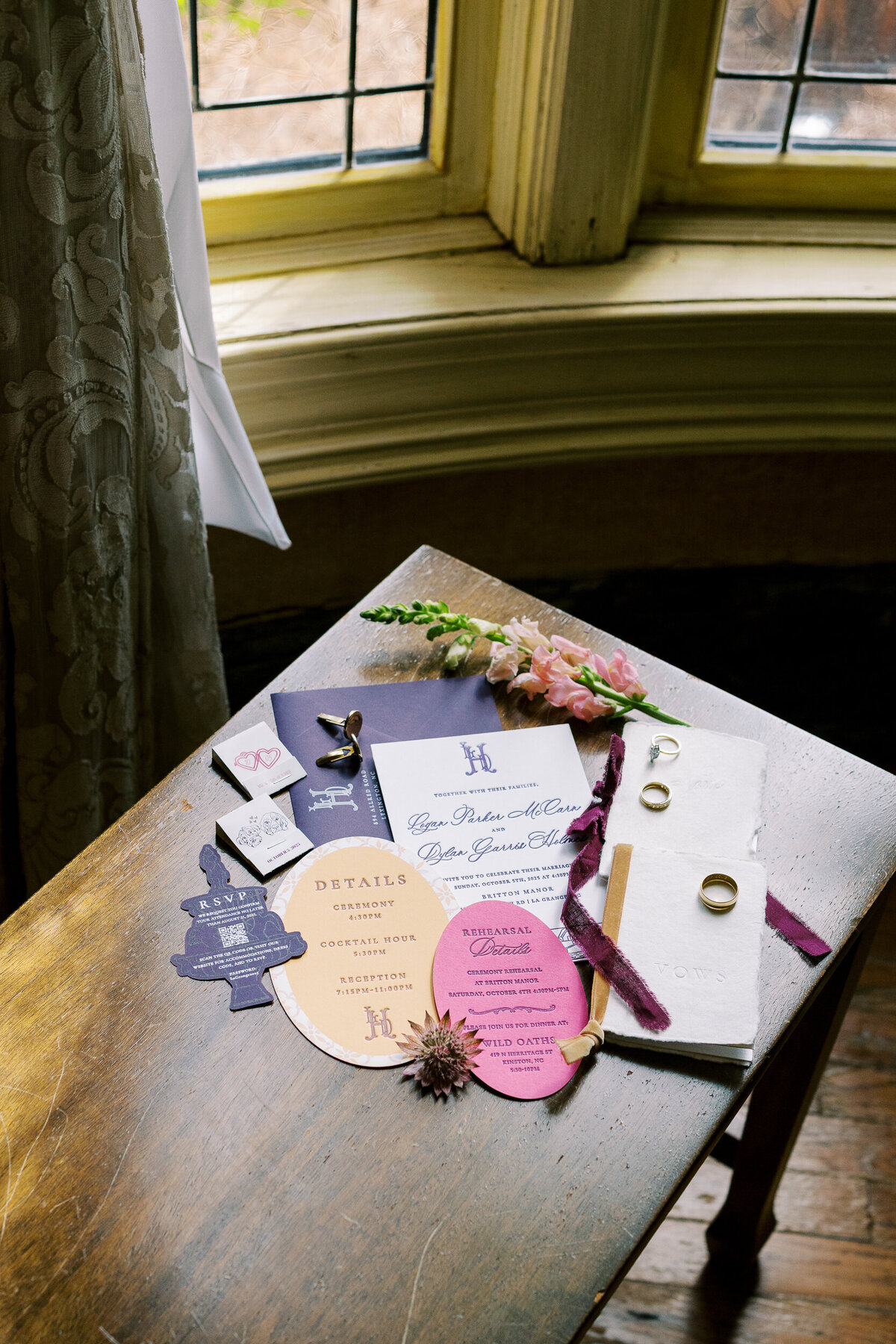 Pixels and Wood Creative 2025_Britton Manor_Kinsey Ann Photography_Invitation Suite_North Carolina Wedding_Letterpress-