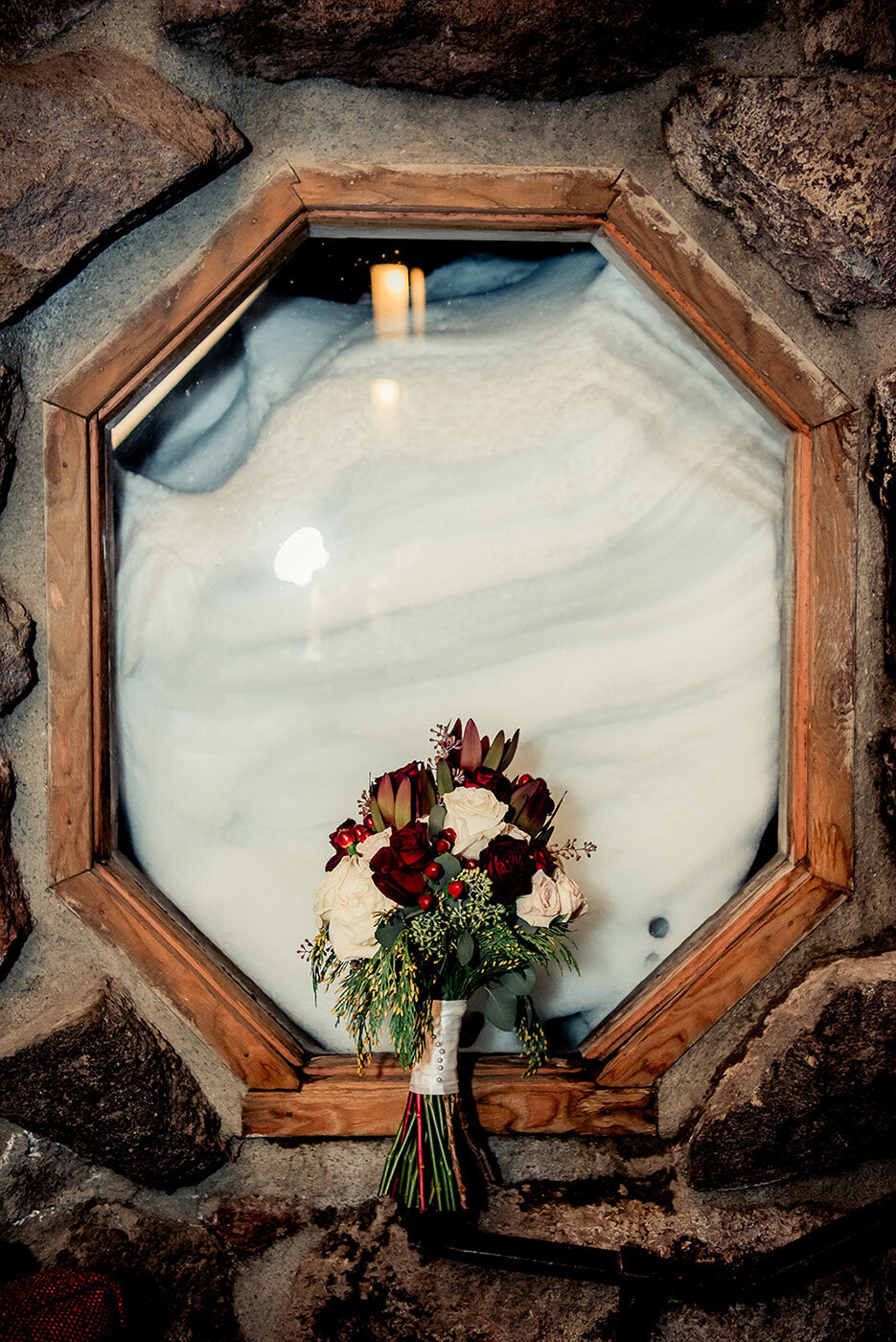 bridal bouquet in snow