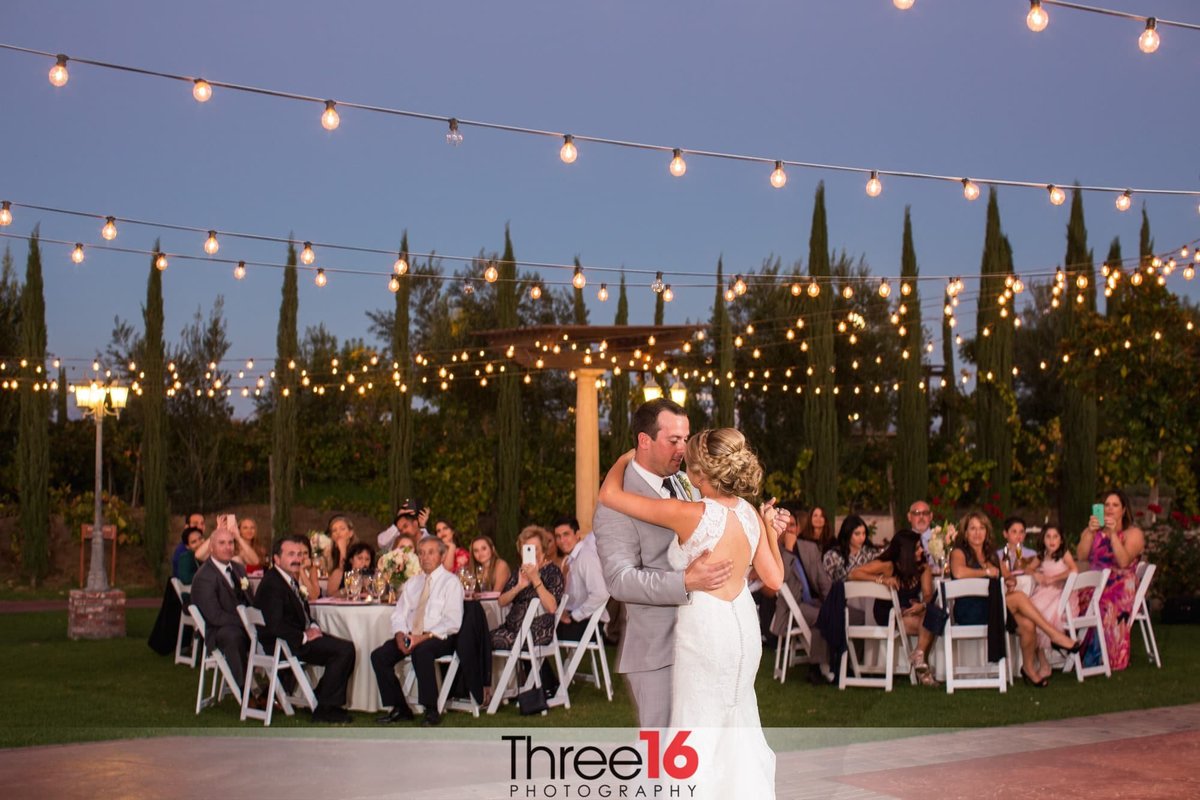 First dance for the Bride and Groom under the evening stars