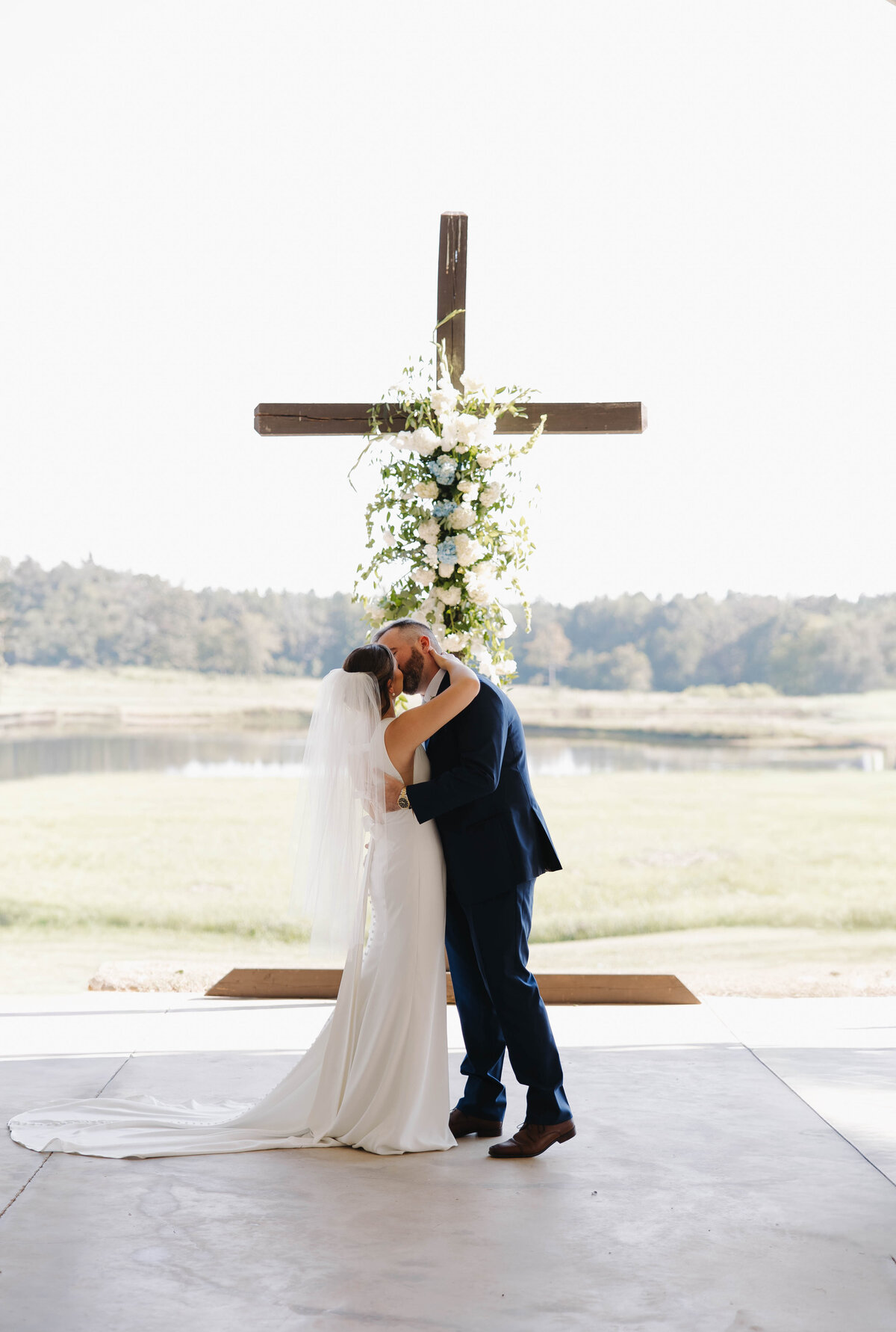 first kiss as husband and wife at Dodson farms