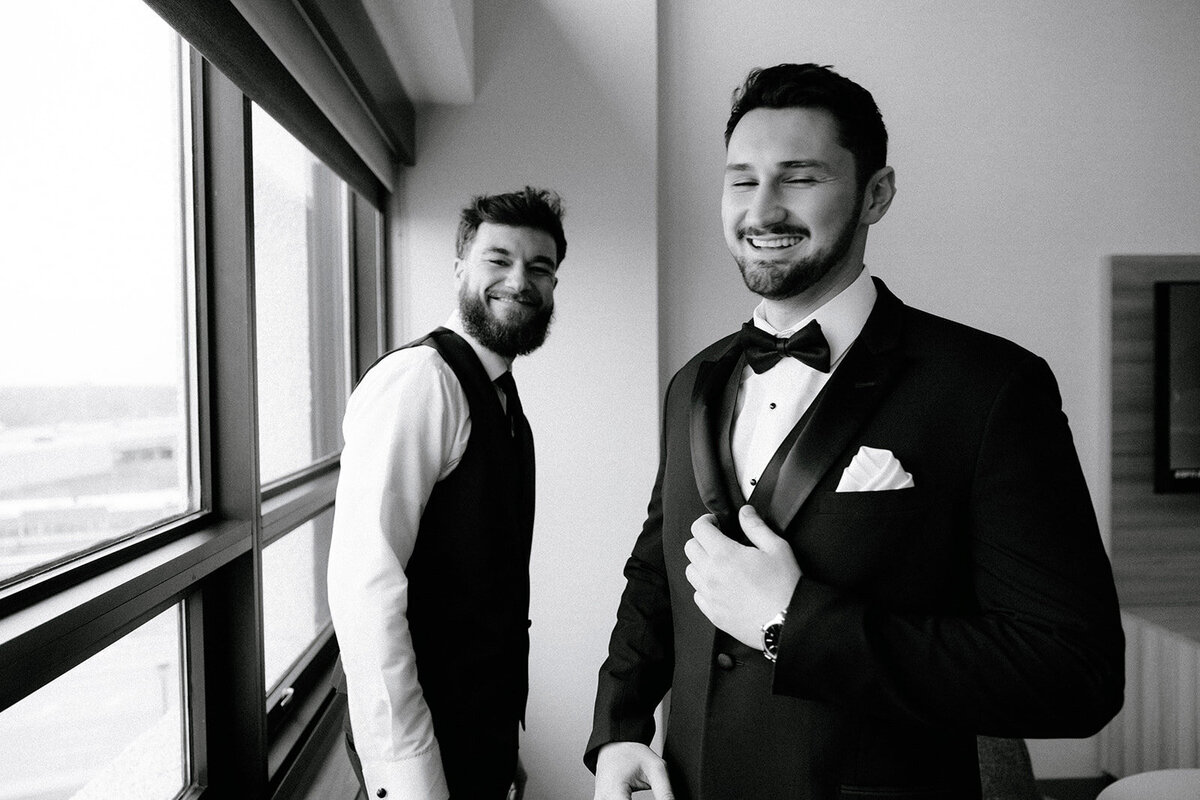 Rosemont Illinois Groomsmen Getting Ready at Wedding