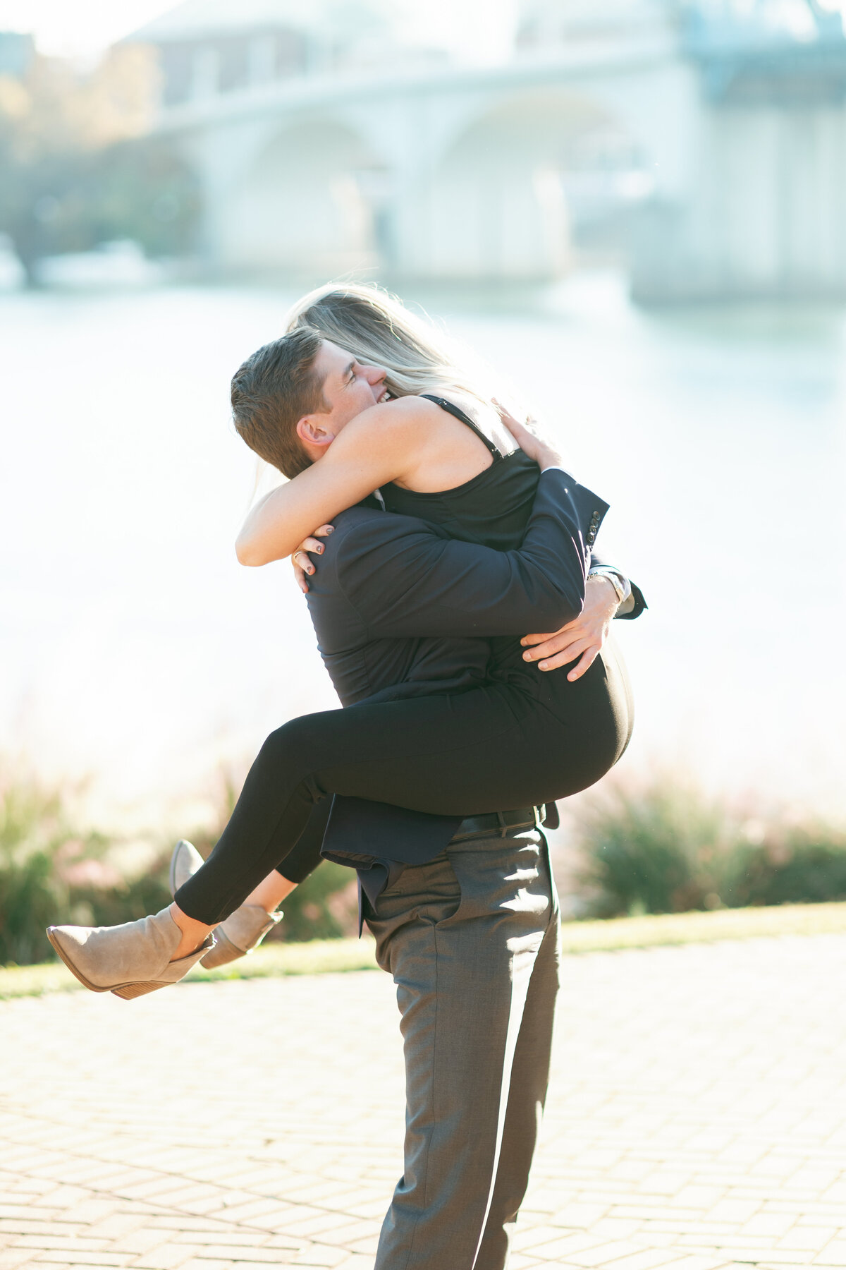 Wesley and Ellie Proposal - Coolidge Park, Chattanooga Tennessee - World Wide Engagement Photographer - Alaina René Photography-52